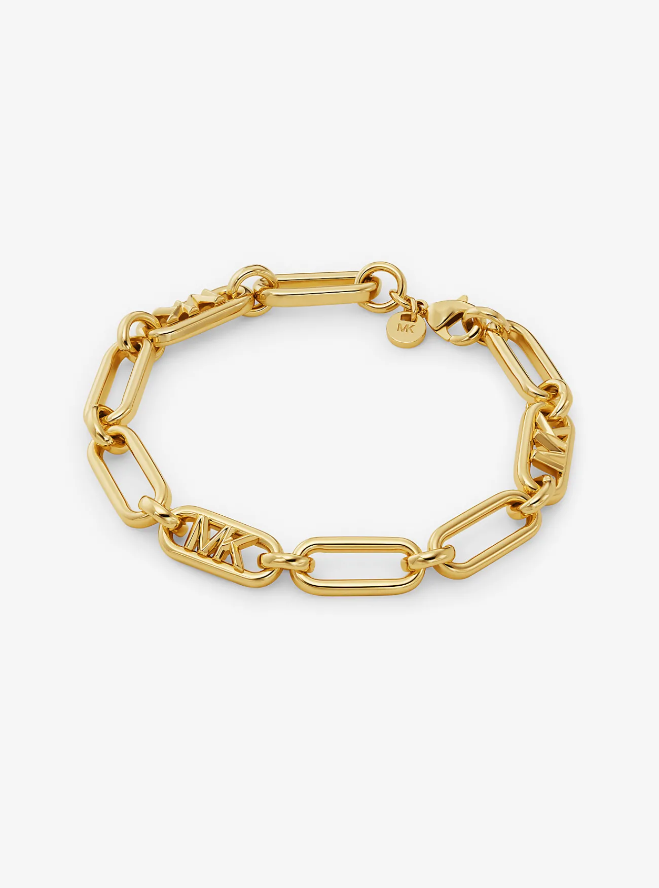 Michael Kors Schakelarmband van messing met platering met edelmetaal en Empire-logo New