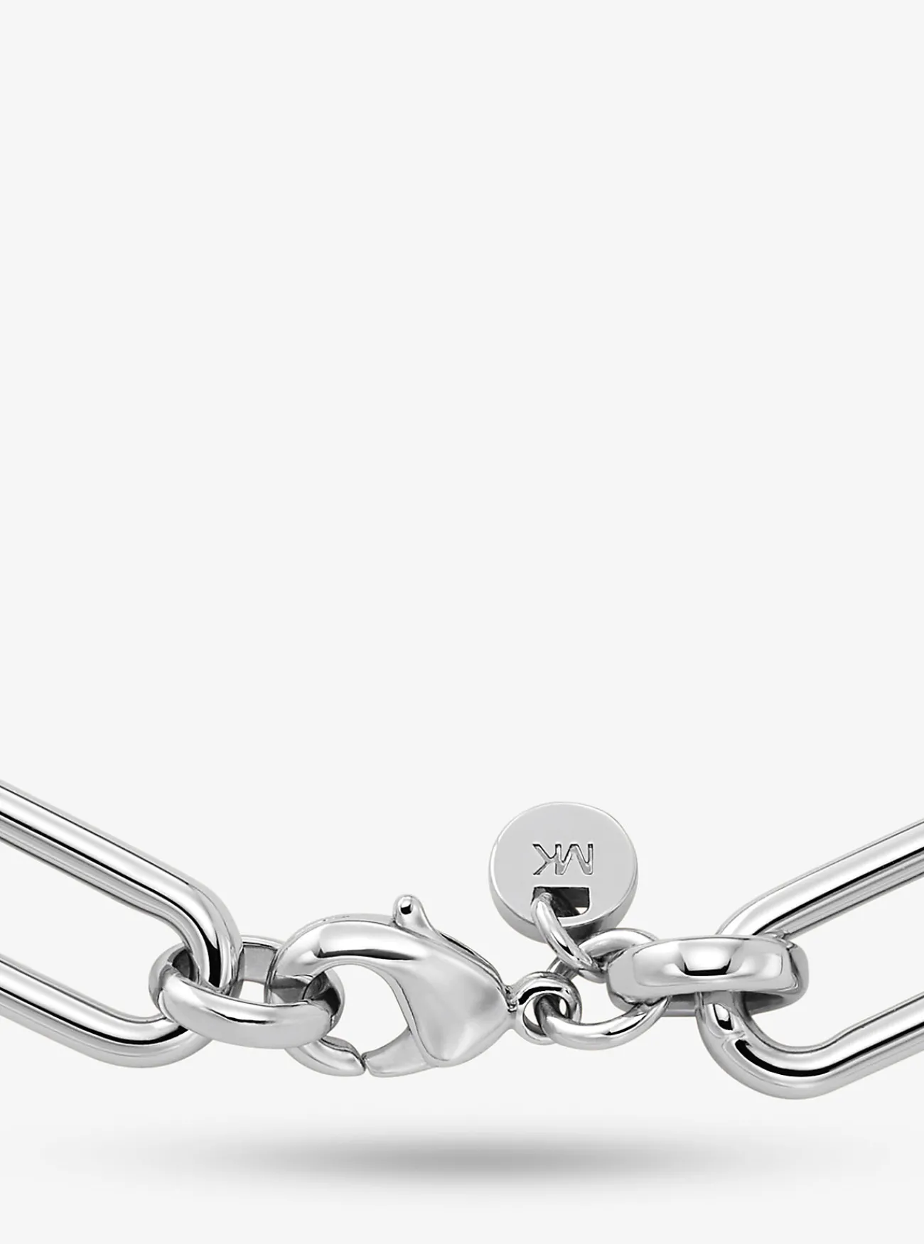Michael Kors Schakelarmband van messing met platering met edelmetaal en Empire-logo ZILVER Clearance