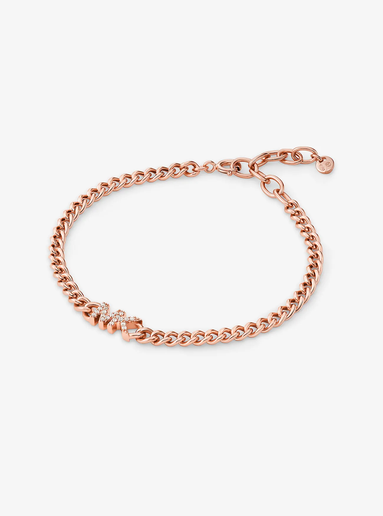 Michael Kors Schakelarmband van sterling zilver met platering met edelmetaal, steentjes en logo ROS&Eacute;GOUD Best
