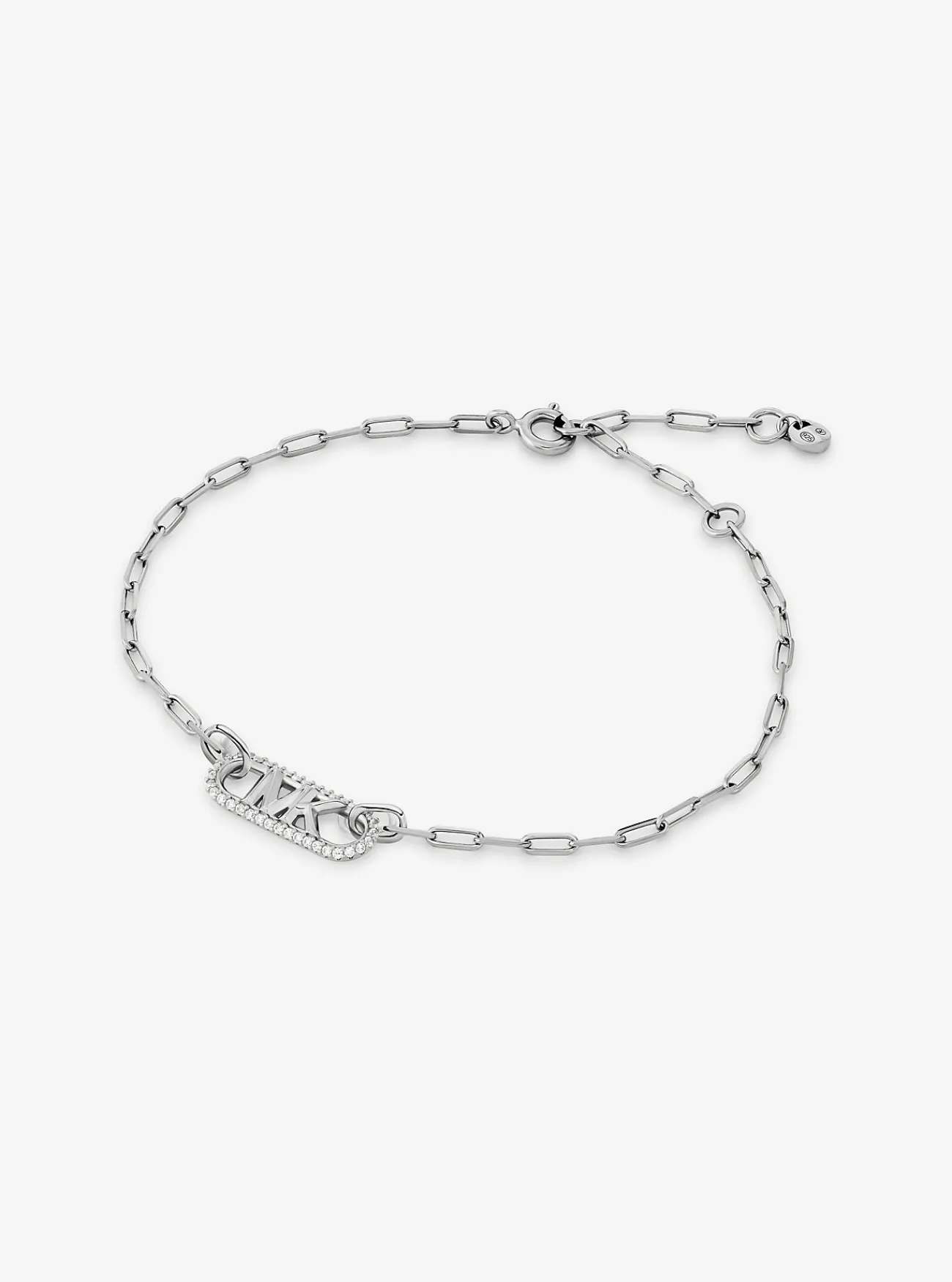 Michael Kors Schakelarmband van sterling met platering met edelmetaal, siersteentjes en Empire-logo ZILVER Fashion