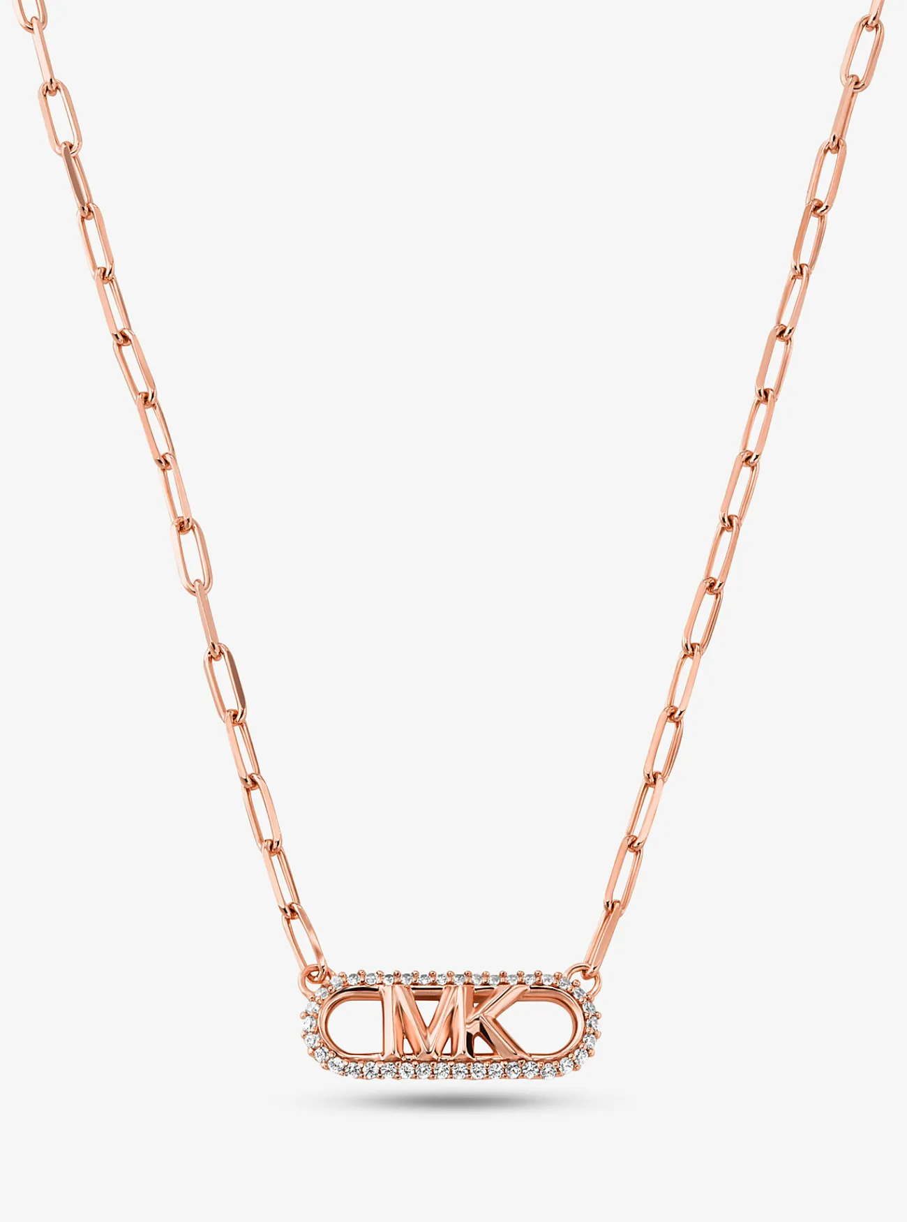 Michael Kors Schakelketting van sterlingzilver met platering met edelmetaal en Empire-logo ROS&Eacute;GOUD Discount