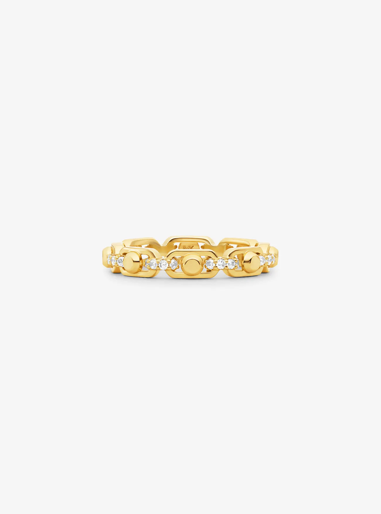 Michael Kors Schakelring Astor van sterlingzilver met plating met edelmetaal en siersteentjes, klein GOUD Outlet