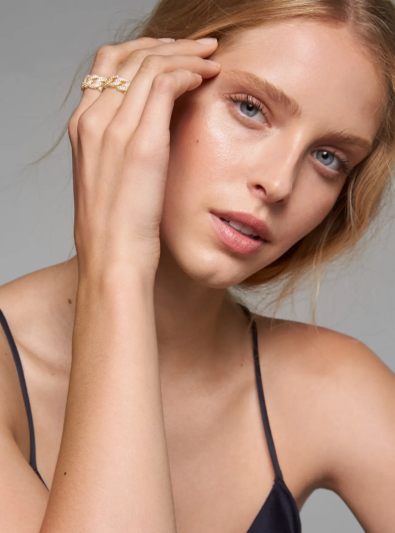 Michael Kors Schakelring van sterling zilver met platering met edelmetaal en siersteentjes GOUD Outlet