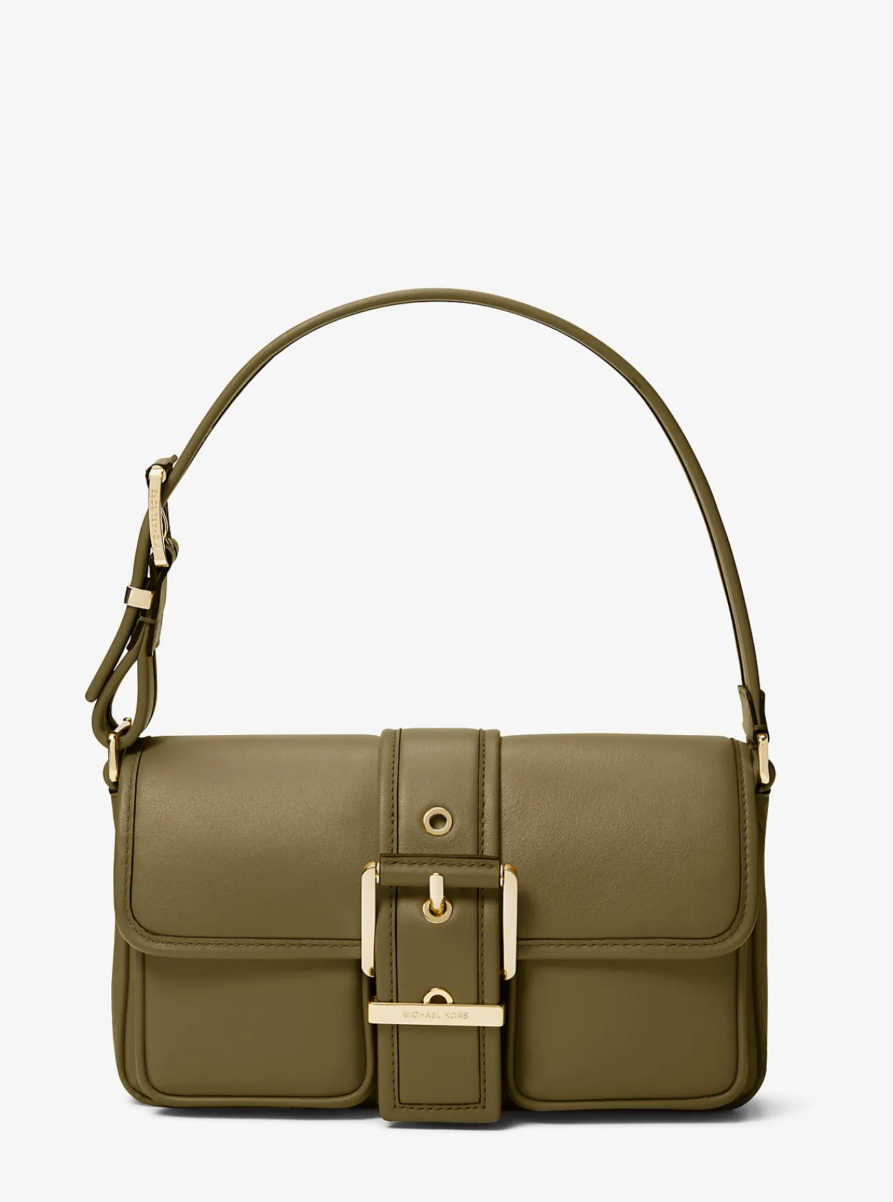 Michael Kors Schoudertas Colby van leer, middelgroot SAFARIGROEN Sale