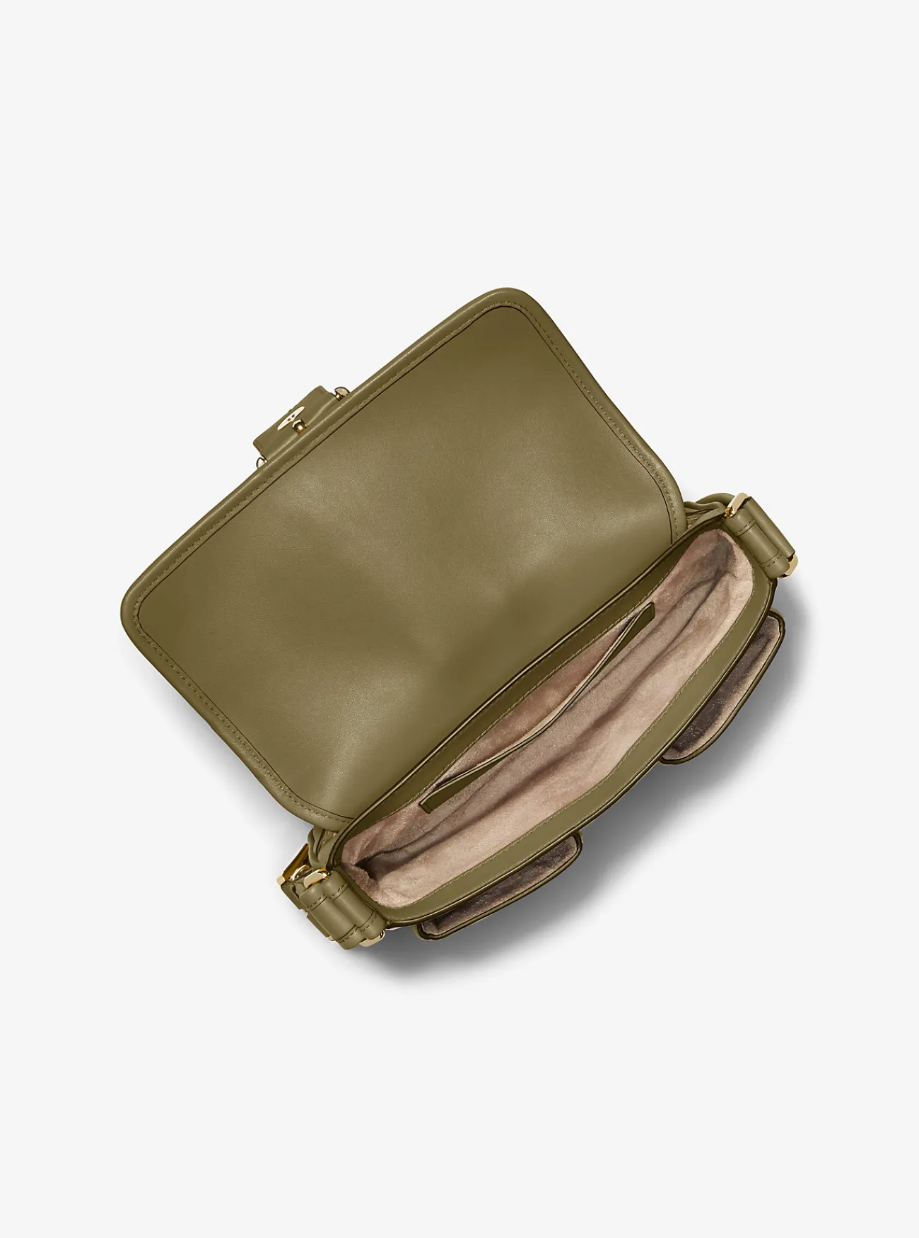 Michael Kors Schoudertas Colby van leer, middelgroot SAFARIGROEN Sale