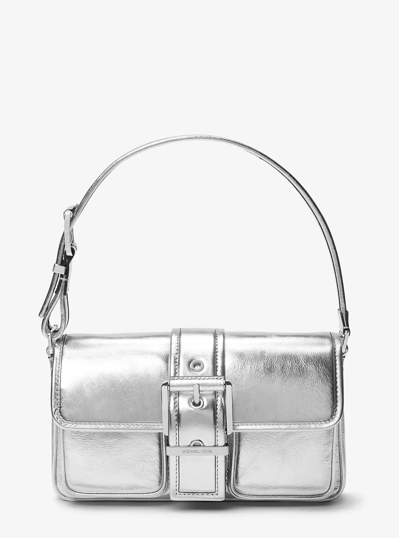 Michael Kors Schoudertas Colby van metallic leer, middelgroot ZILVER Outlet