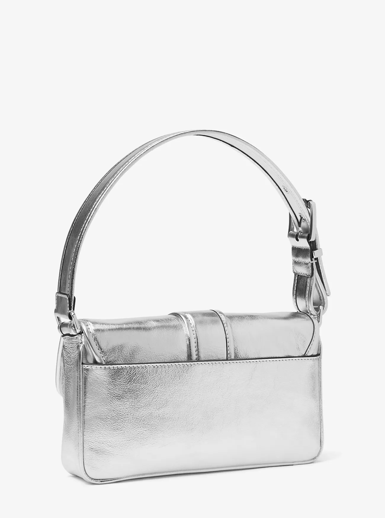 Michael Kors Schoudertas Colby van metallic leer, middelgroot ZILVER Outlet