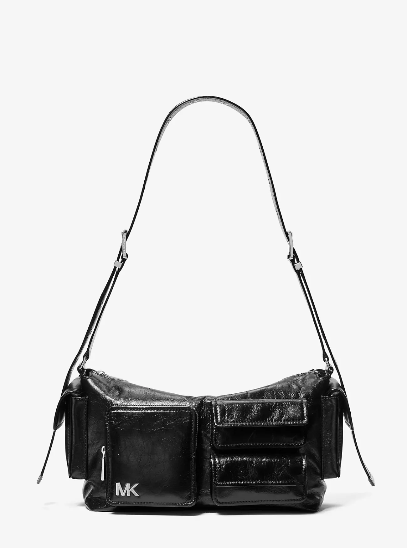 Michael Kors Schoudertas Dakota van gekreukt leer, groot ZWART Discount
