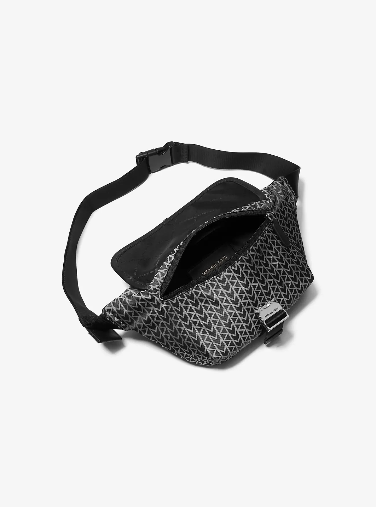 Michael Kors Schoudertas Eli van MK2000-jacquard met logo ZWART Clearance
