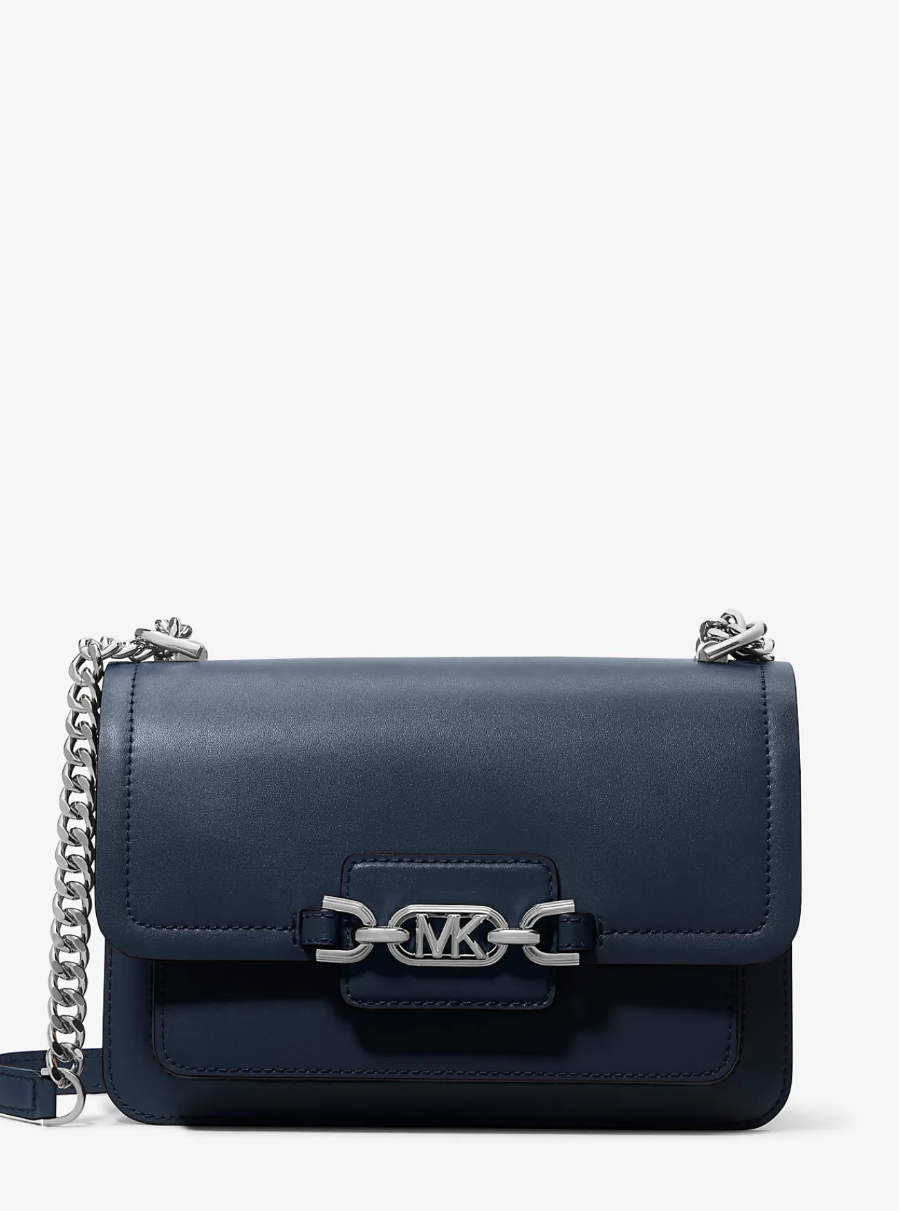 Michael Kors Schoudertas Heather van leer, groot MARINEBLAUW Online