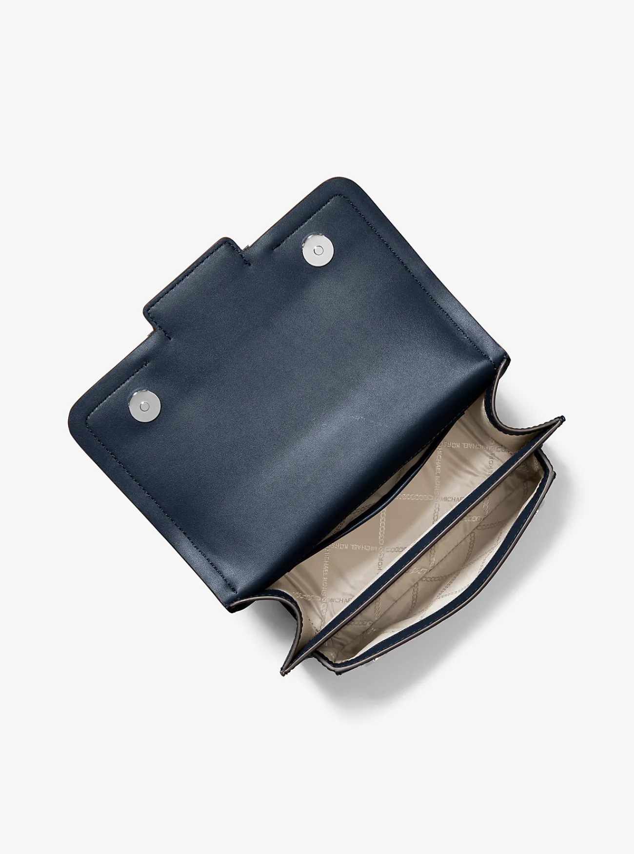 Michael Kors Schoudertas Heather van leer, groot MARINEBLAUW Online