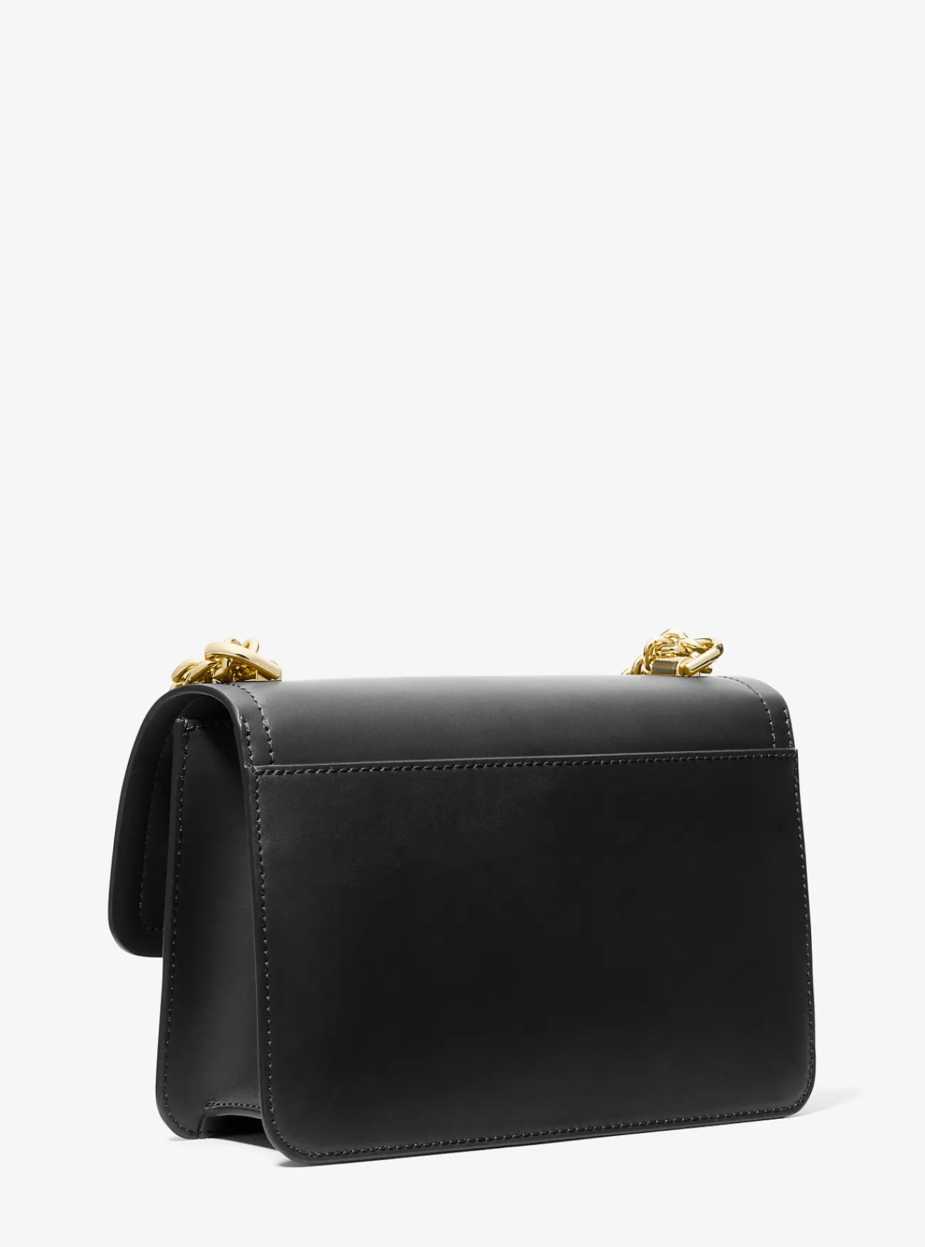 Michael Kors Schoudertas Heather van leer, groot ZWART Clearance
