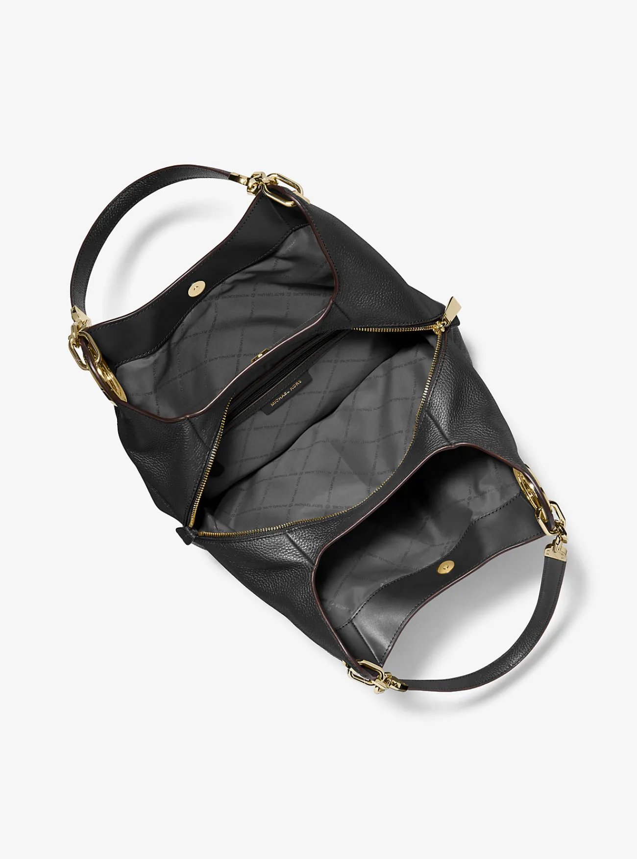 Michael Kors Schoudertas Lillie van getrommeld leer, groot ZWART Online