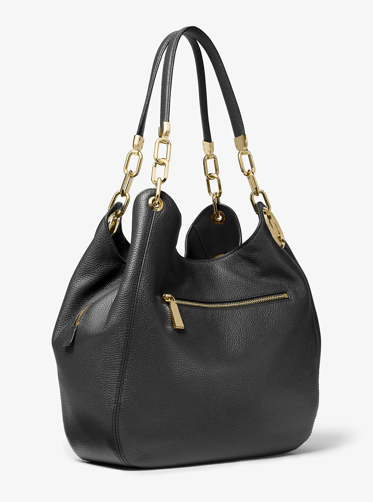 Michael Kors Schoudertas Lillie van getrommeld leer, groot ZWART Online