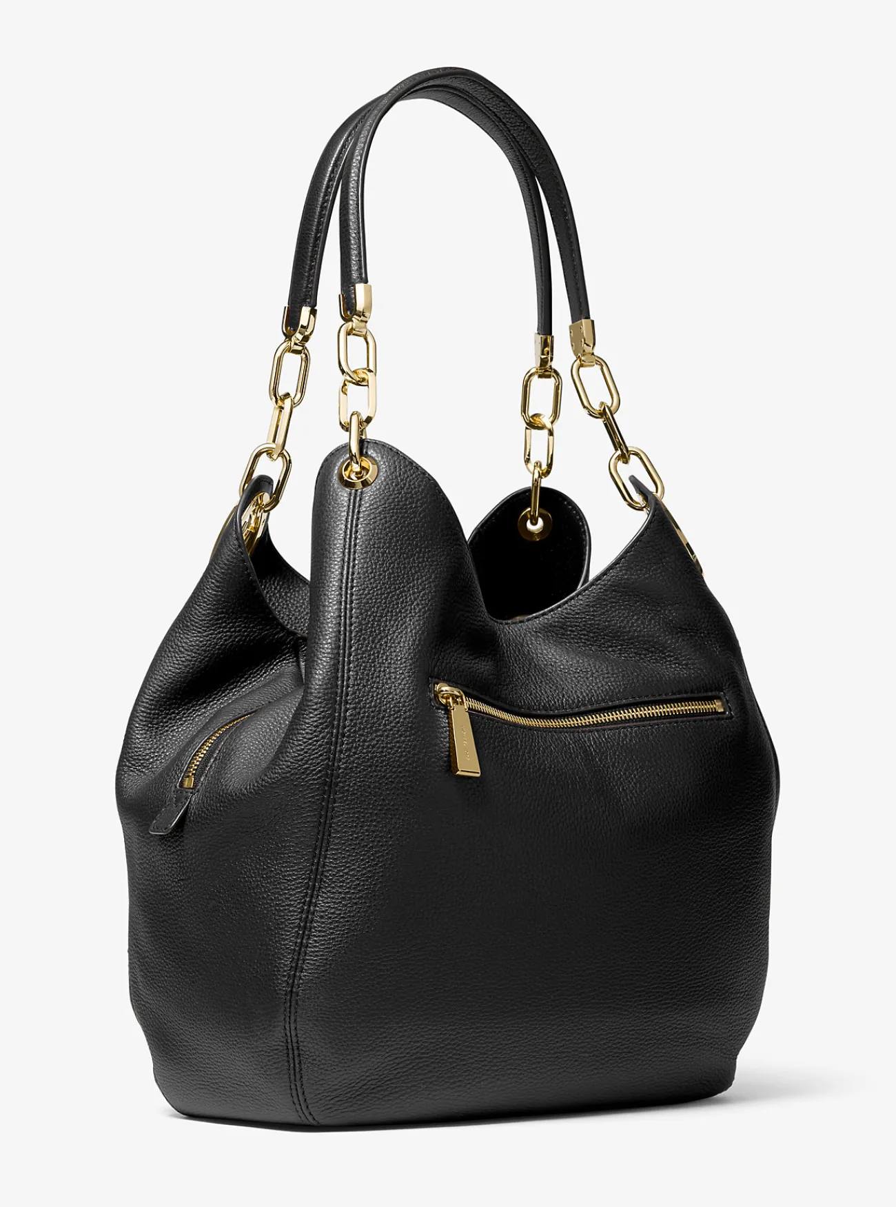 Michael Kors Schoudertas Lillie van getrommeld leer, groot ZWART Online