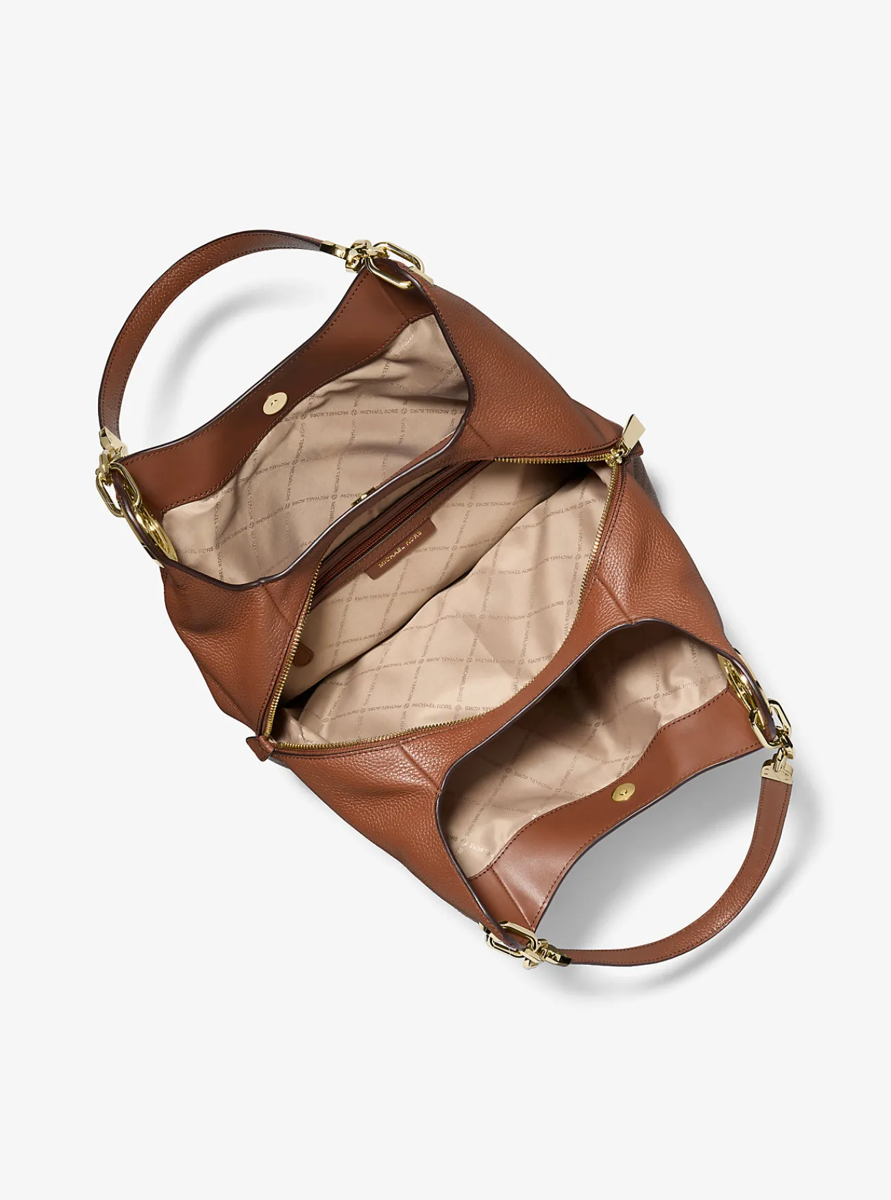 Michael Kors Schoudertas Lillie van getrommeld leer, groot LUGGAGE New