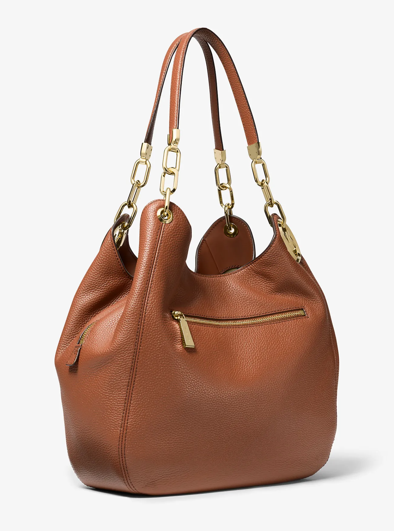 Michael Kors Schoudertas Lillie van getrommeld leer, groot LUGGAGE New