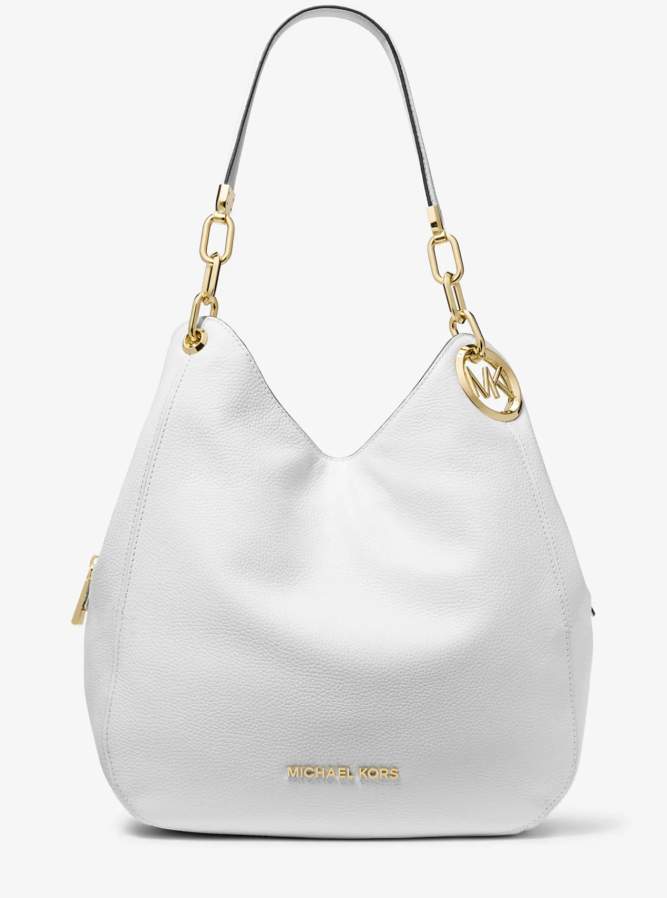 Michael Kors Schoudertas Lillie van getrommeld leer, groot OPTISCHWIT Discount