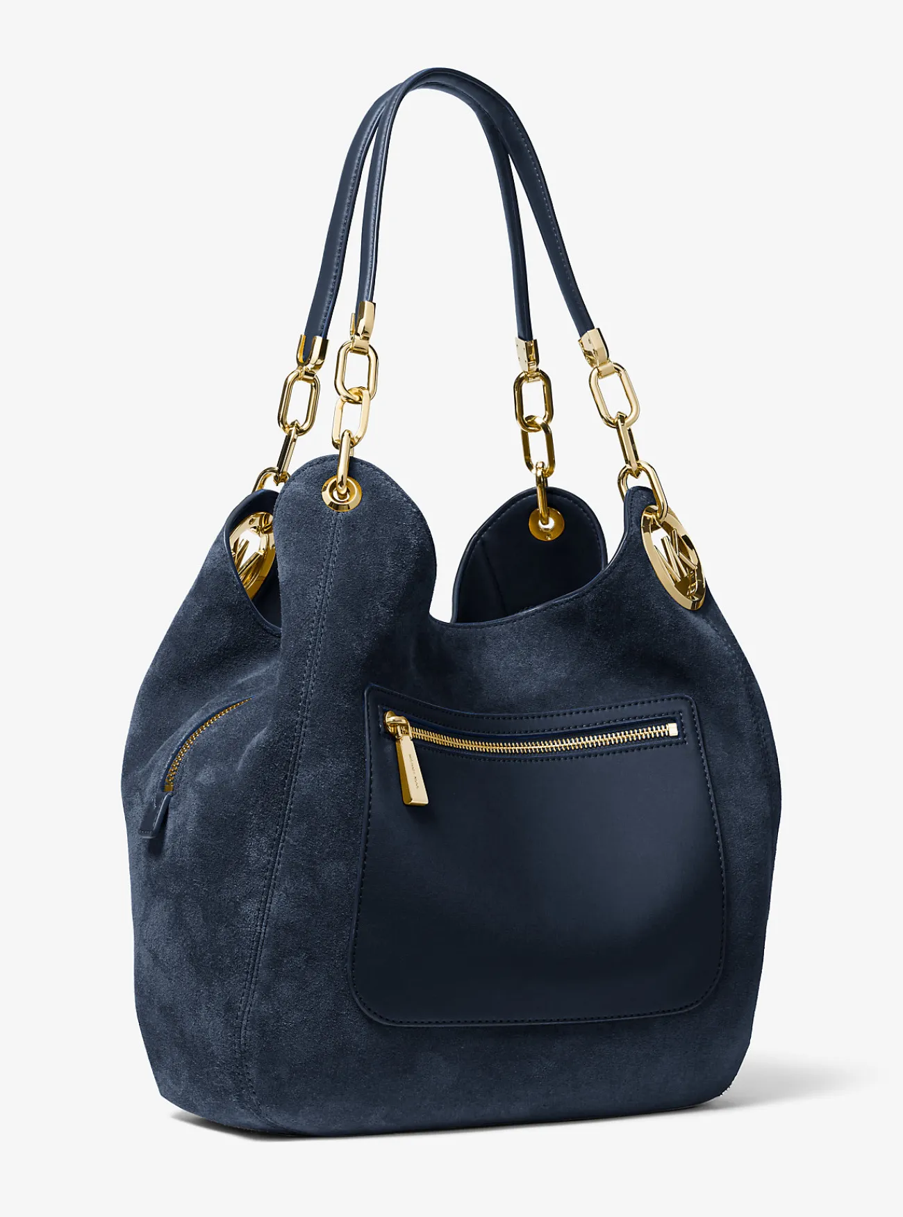 Michael Kors Schoudertas Lillie van suède, groot MARINEBLAUW Clearance