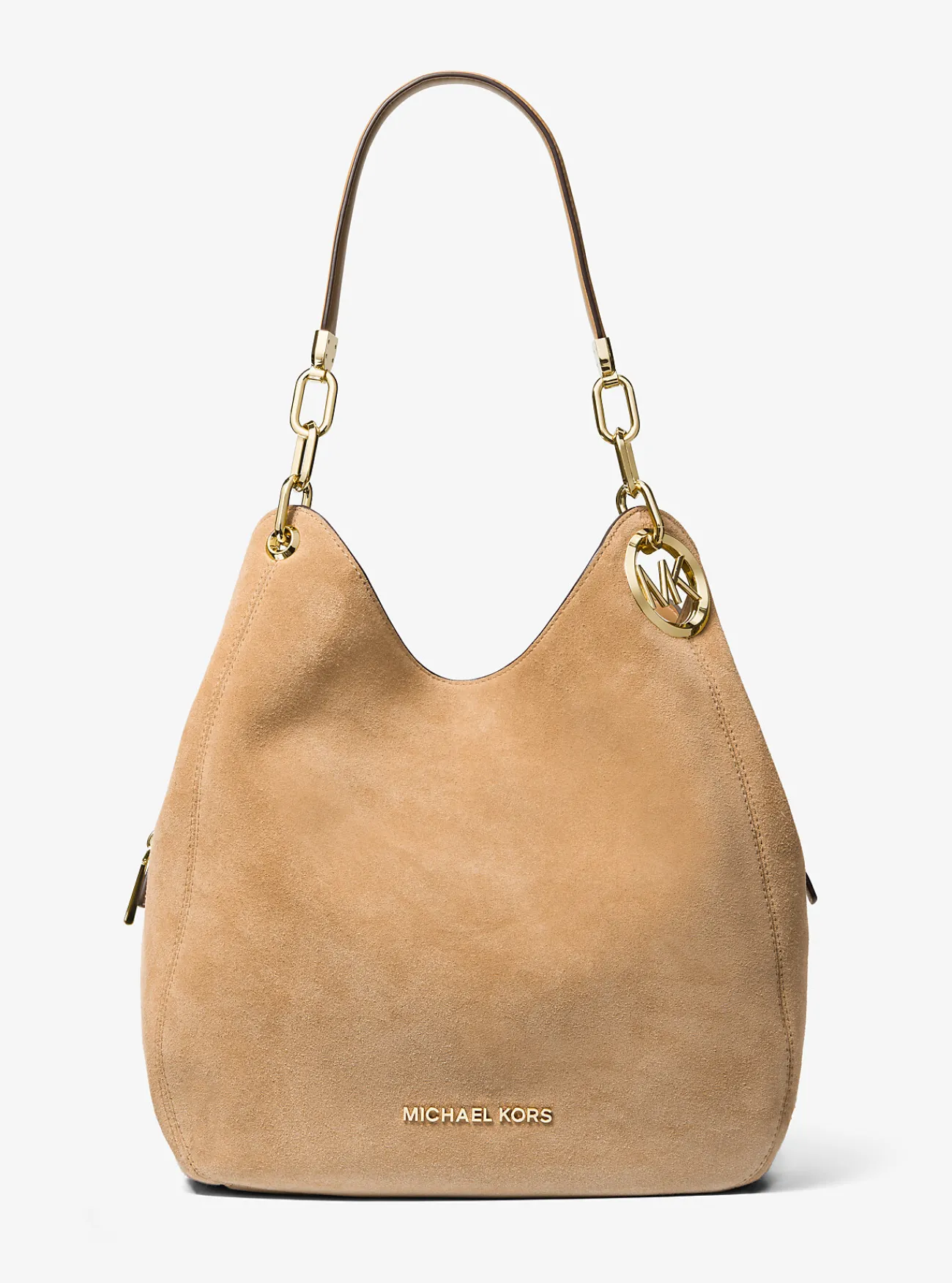 Michael Kors Schoudertas Lillie van su&egrave;de, groot CAMEL Best