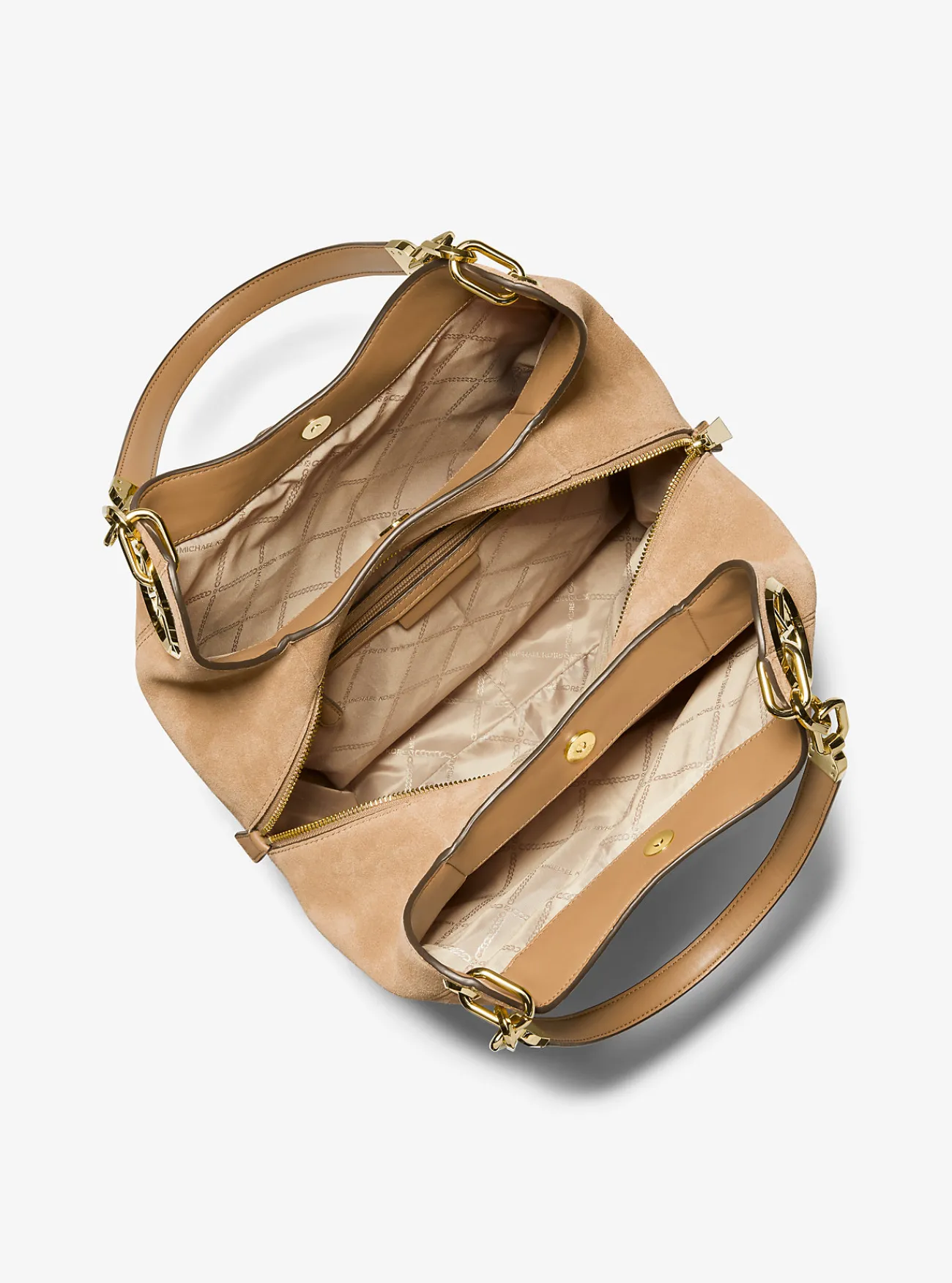 Michael Kors Schoudertas Lillie van su&egrave;de, groot CAMEL Best