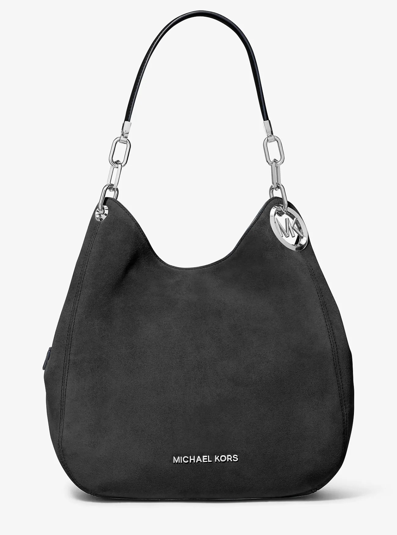 Michael Kors Schoudertas Lillie van su&egrave;de, groot ZWART New