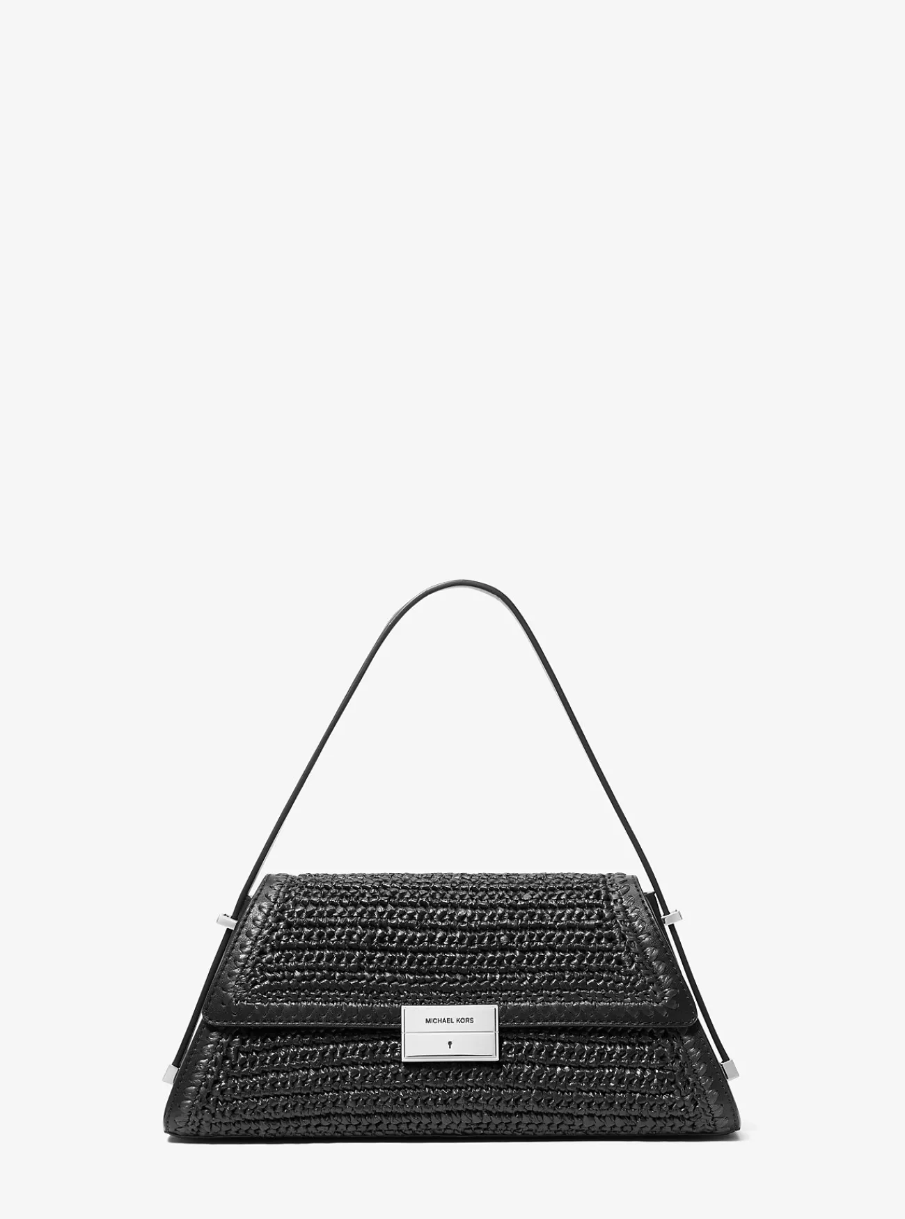 Michael Kors Schoudertas Ludlow van handgehaakt stro, middelgroot ZWART New