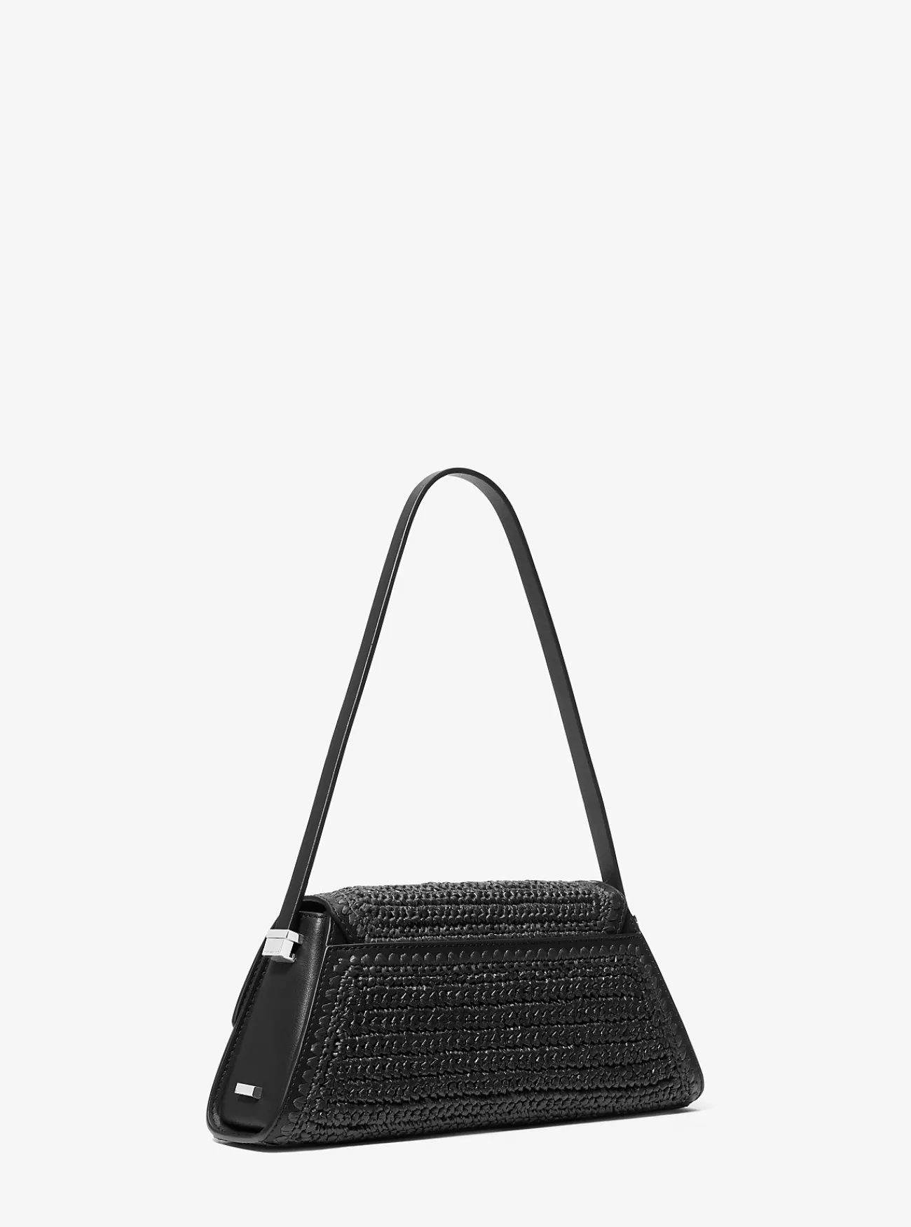 Michael Kors Schoudertas Ludlow van handgehaakt stro, middelgroot ZWART New