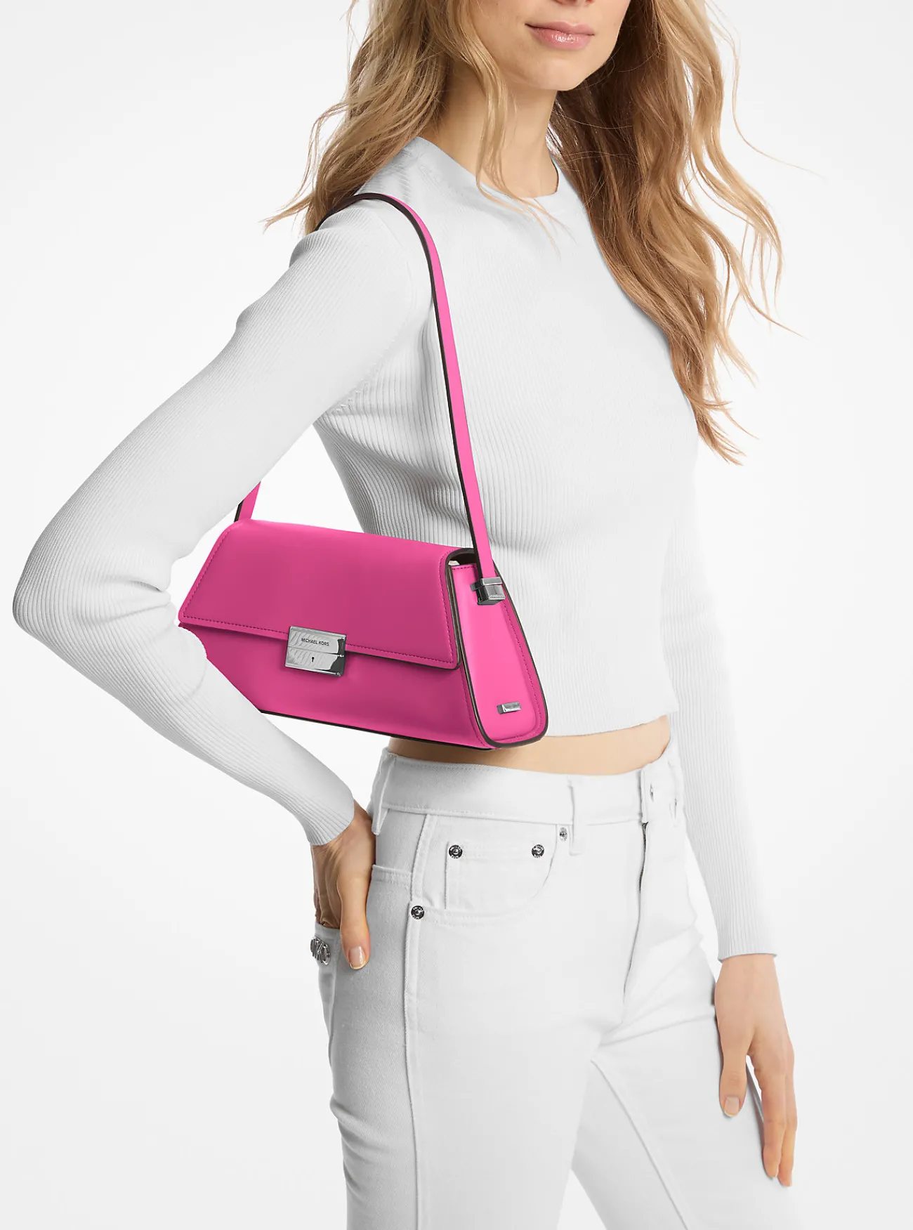 Michael Kors Schoudertas Ludlow van leer, middelgroot Outlet