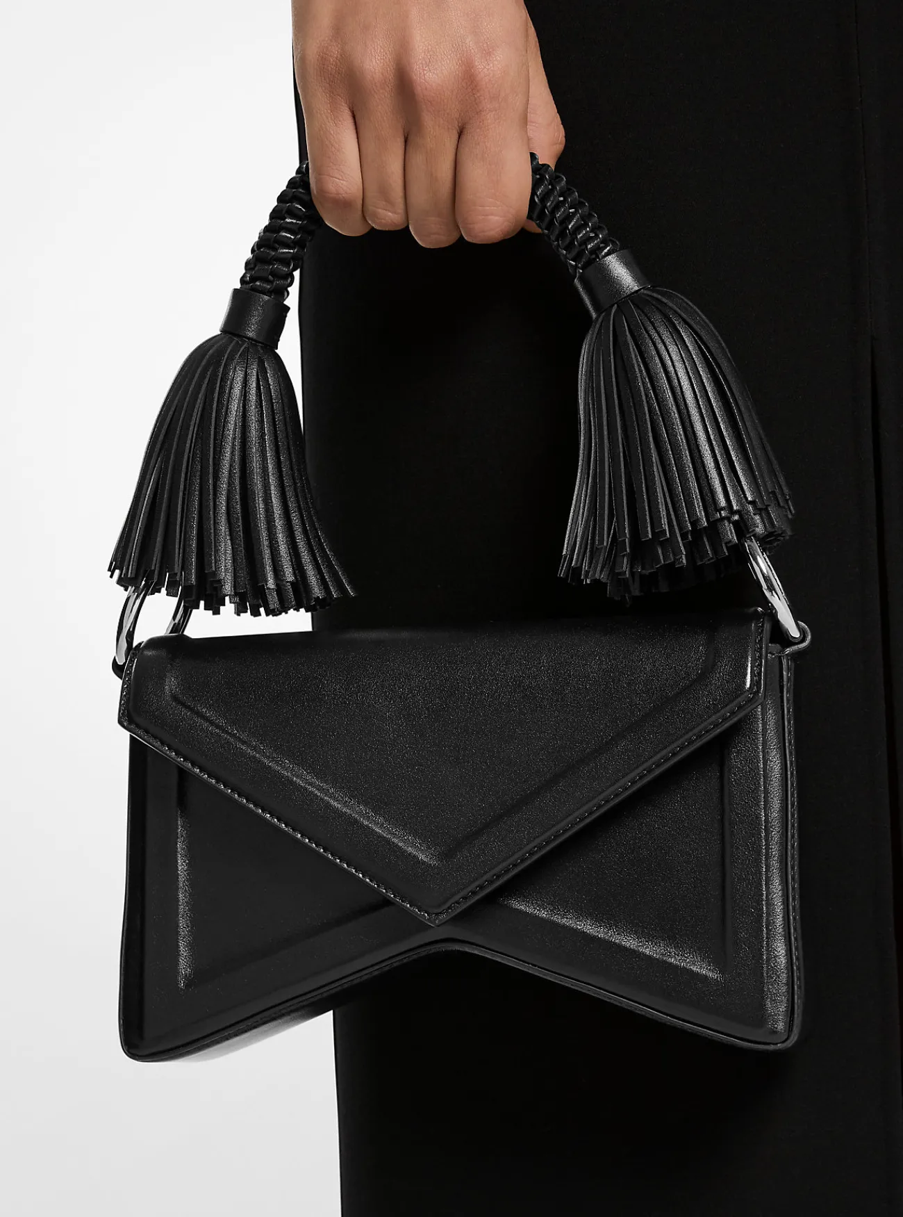 Michael Kors Schoudertas Manhatta van leer met kwasten ZWART Fashion