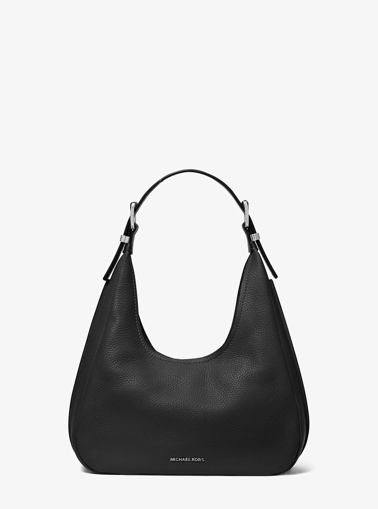 Michael Kors Schoudertas Nolita van getrommeld leer, klein hobomodel ZWART Clearance