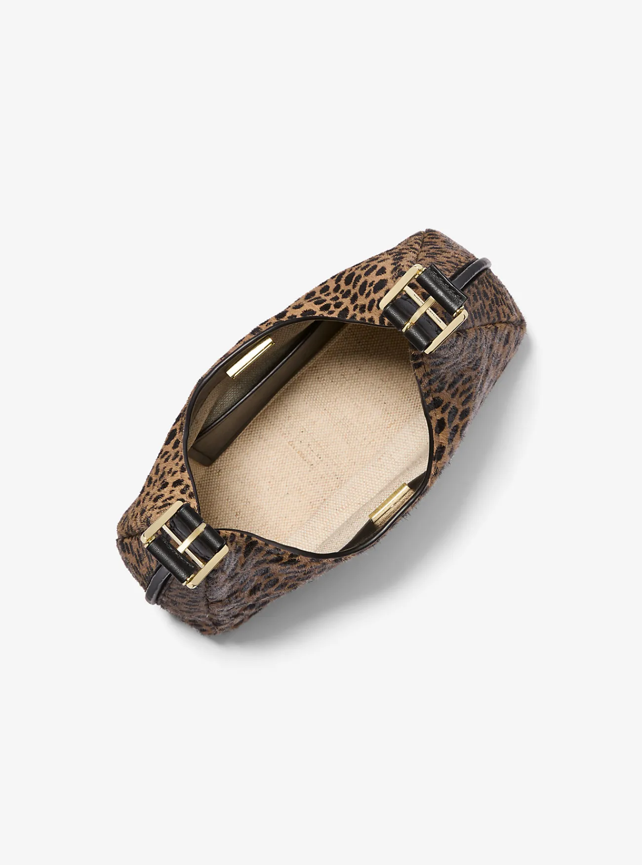 Michael Kors Schoudertas Nolita van kalfshaar met jachtluipaardprint, klein hobomodel HUSKMULTI Hot