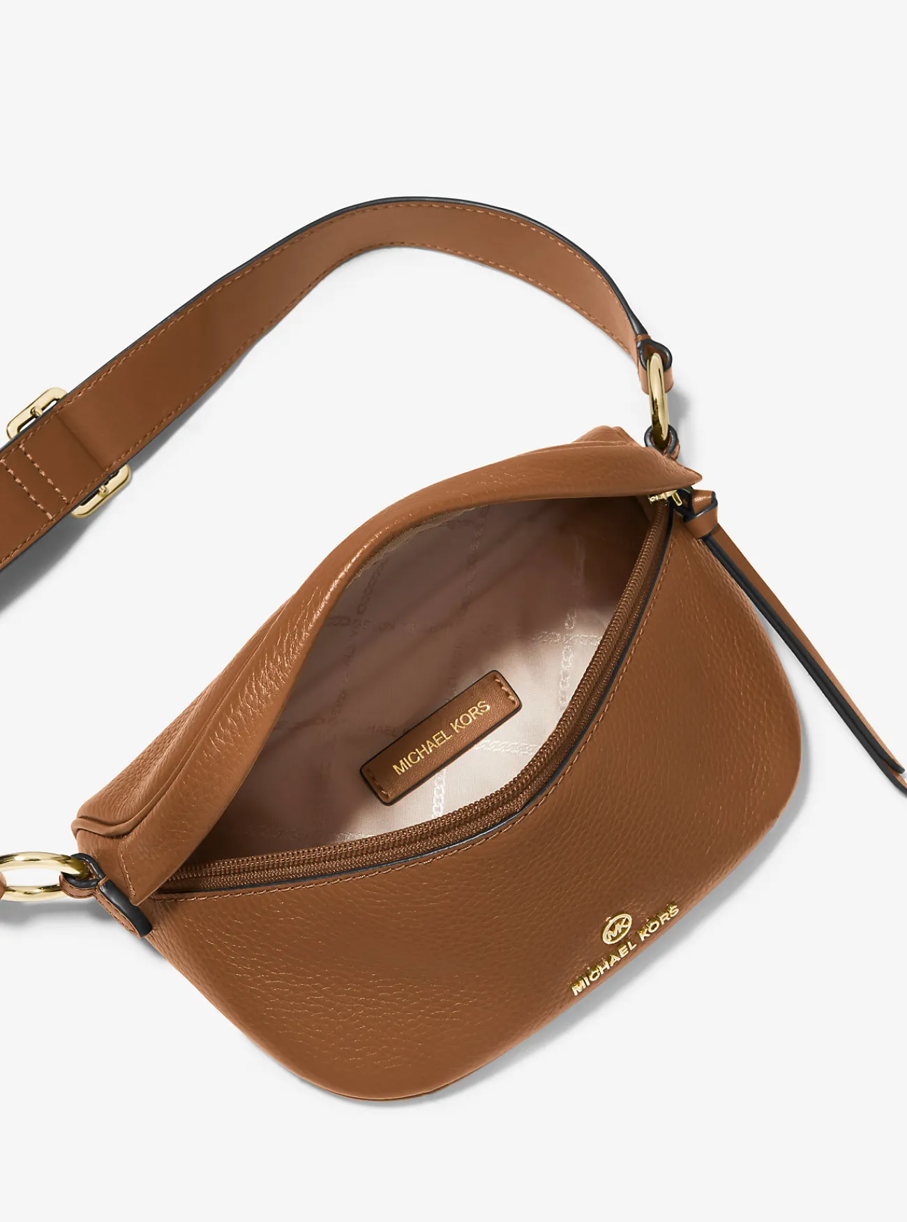 Michael Kors Schoudertas Slater van getrommeld leer, extra klein LUGGAGE Discount