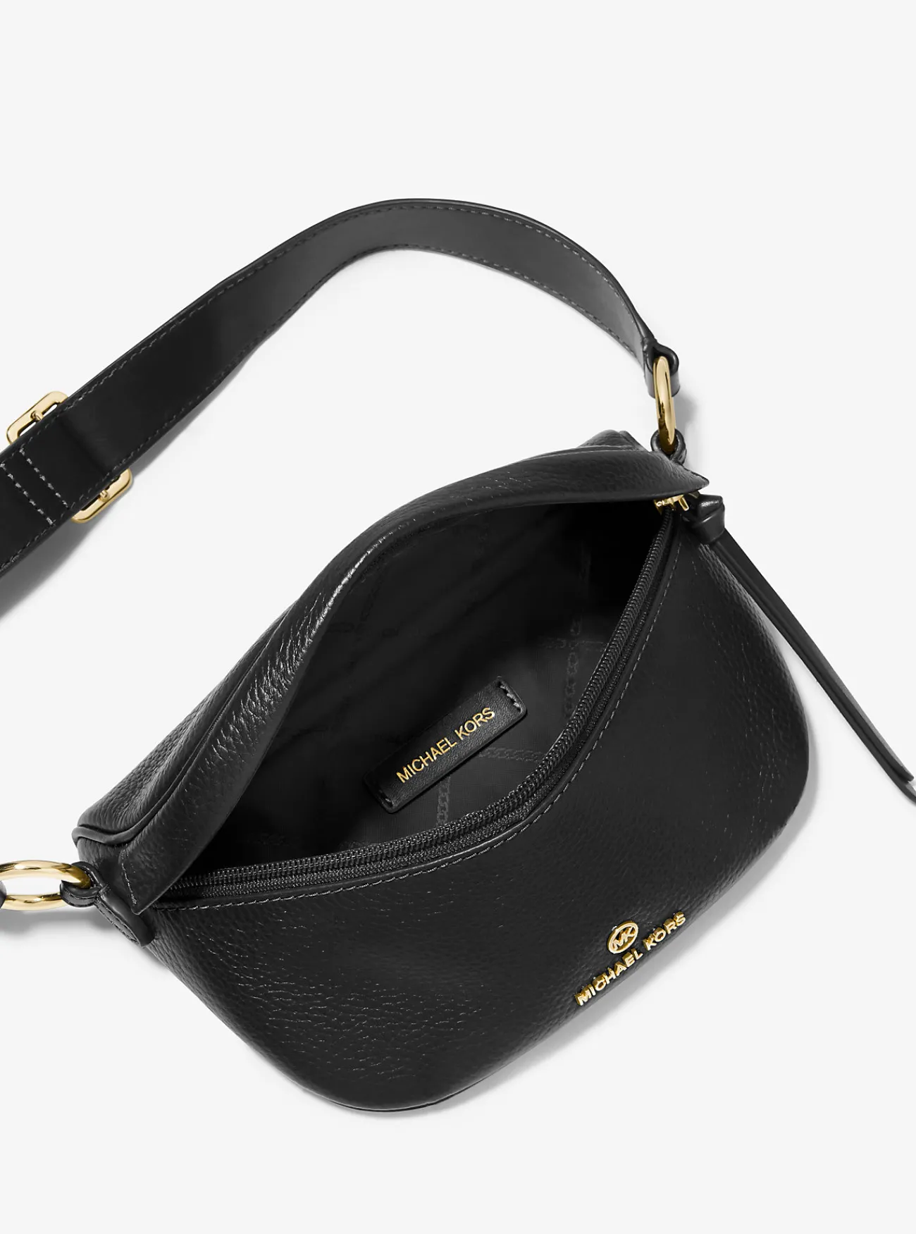 Michael Kors Schoudertas Slater van getrommeld leer, extra klein ZWART Fashion