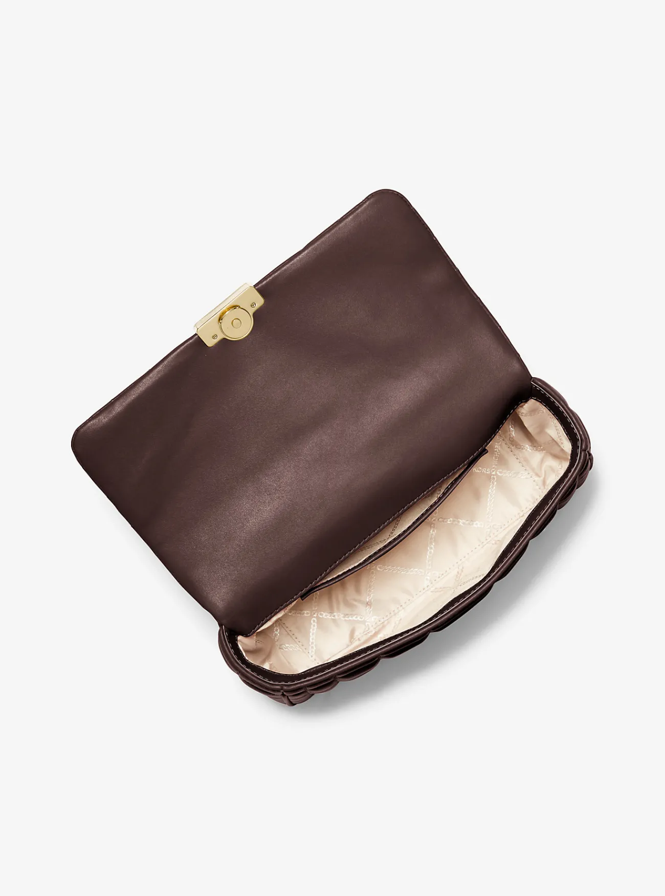 Michael Kors Schoudertas Tribeca van doorgestikt leer, groot CHOCOLADE New