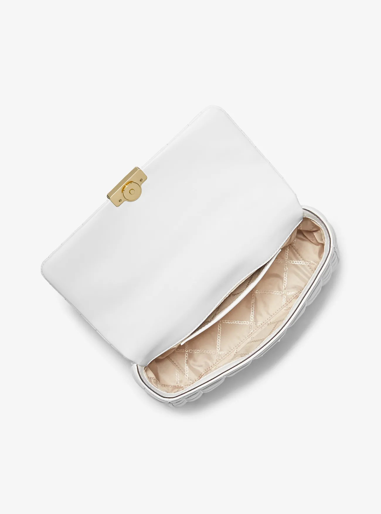 Michael Kors Schoudertas Tribeca van doorgestikt leer, groot OPTISCHWIT New