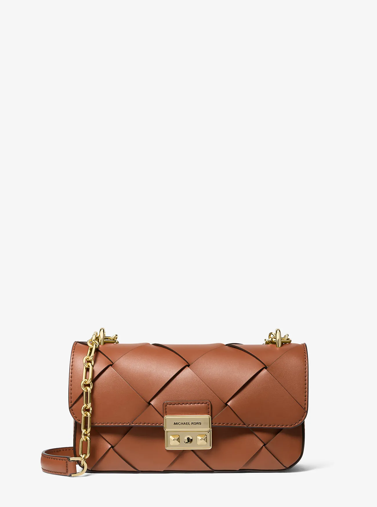 Michael Kors Schoudertas Tribeca van geweven leer, klein LUGGAGE Hot