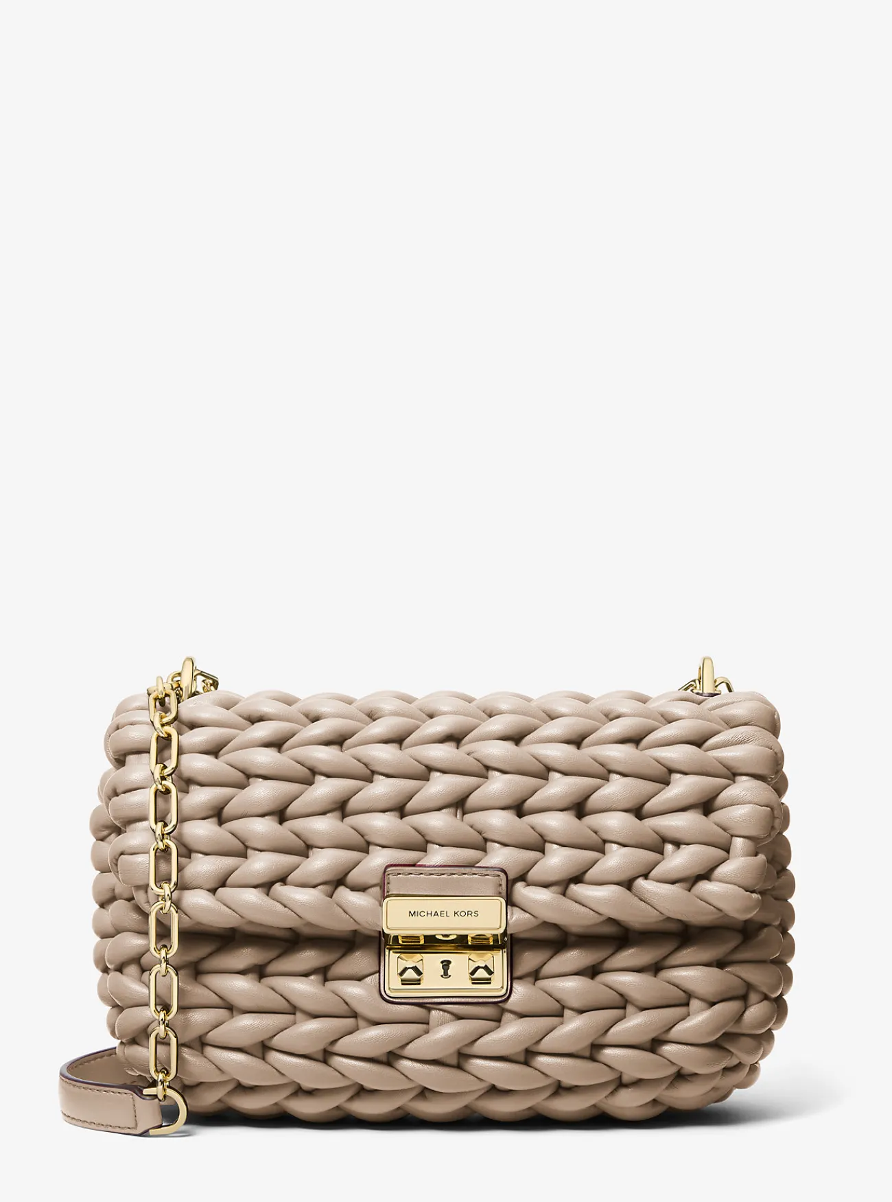 Michael Kors Schoudertas Tribeca van handgevlochten leer, groot BERK Discount
