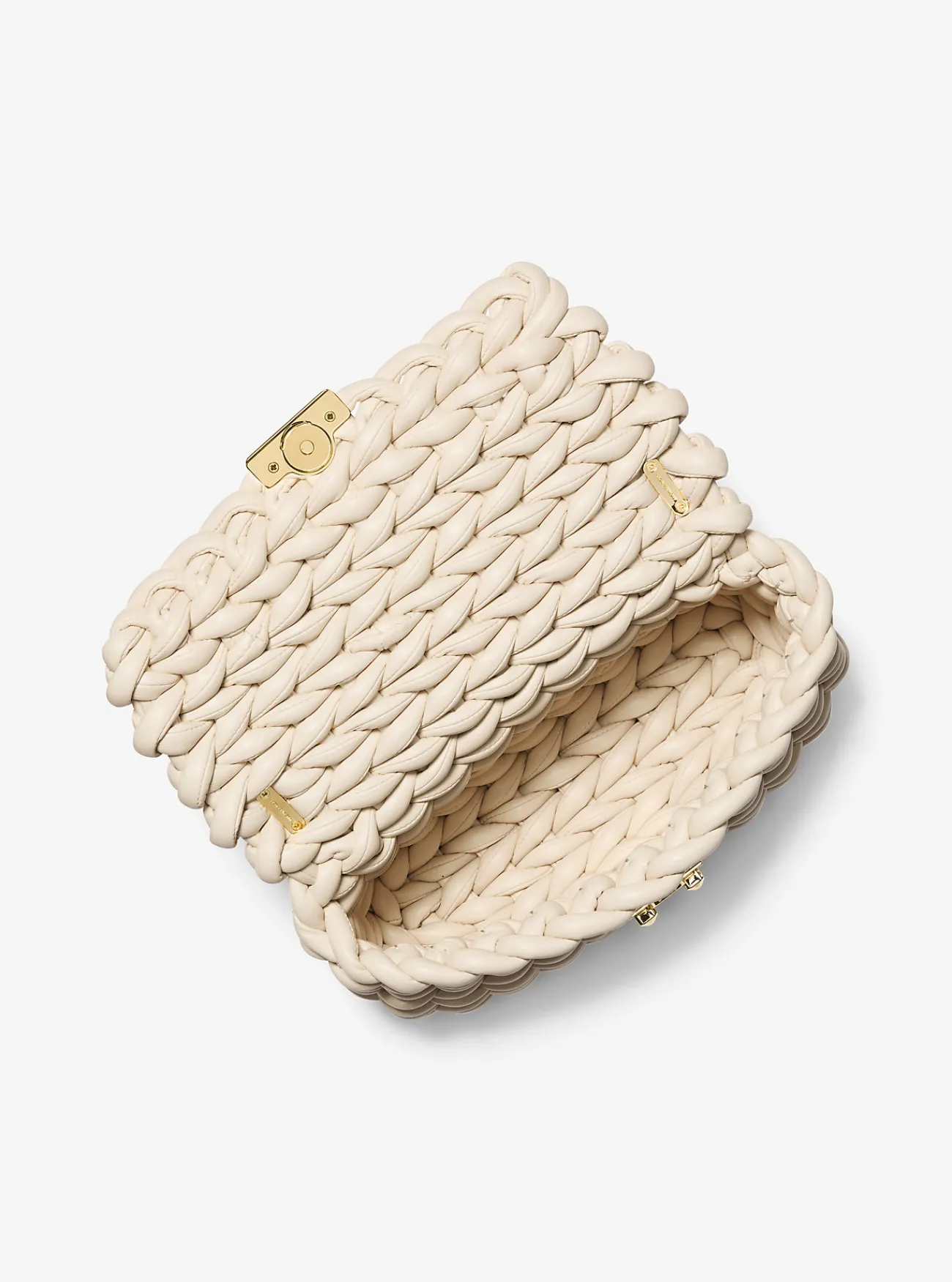 Michael Kors Schoudertas Tribeca van handgevlochten leer, groot LICHTCR&Egrave;ME Fashion