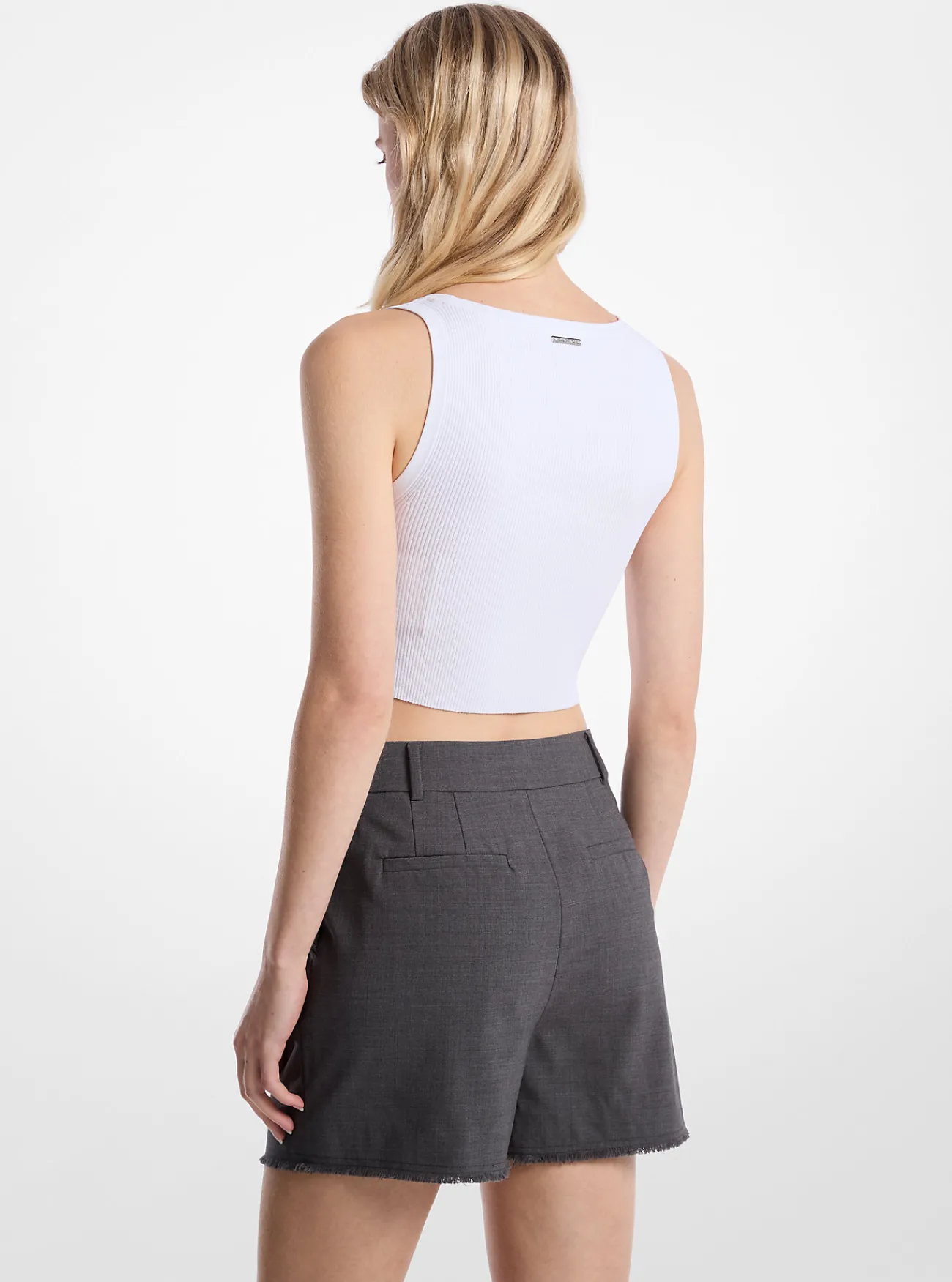 Michael Kors Short van wol met stretch, met plooien en gerafeld DERBYHEATHER Clearance