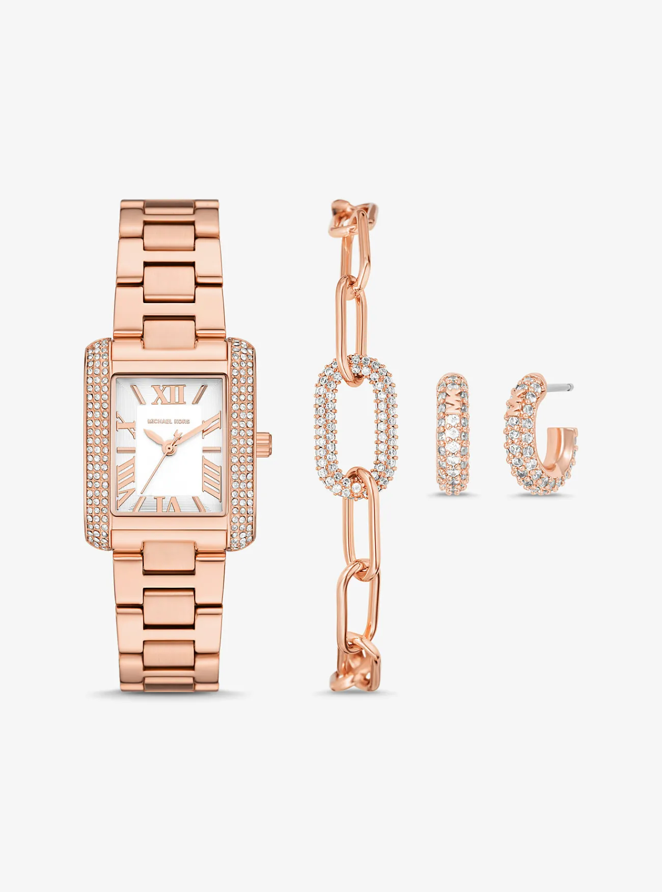 Michael Kors Sieradencadeauset met petite kleurig horloge Emery ROS&Eacute;GOUD Hot