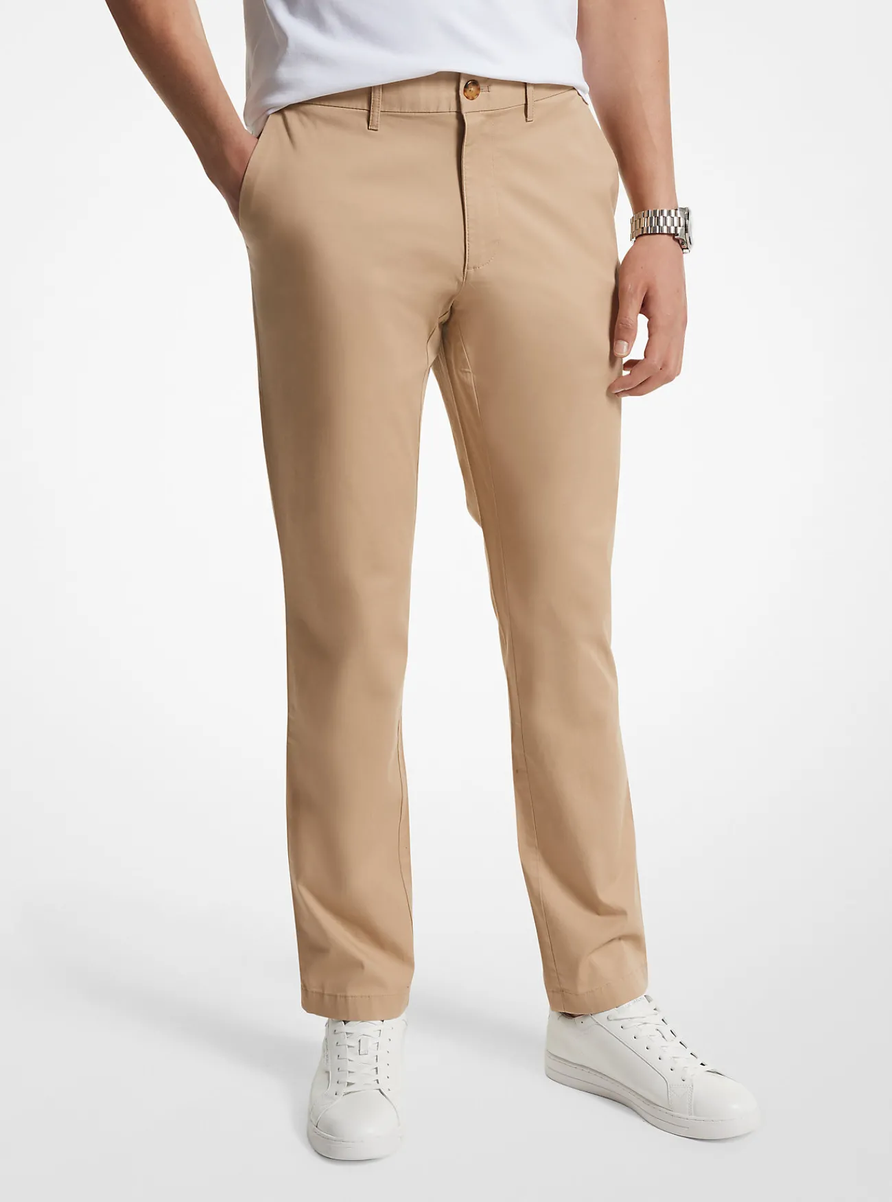 Michael Kors Slimfit chino van katoenmix KAKI Hot