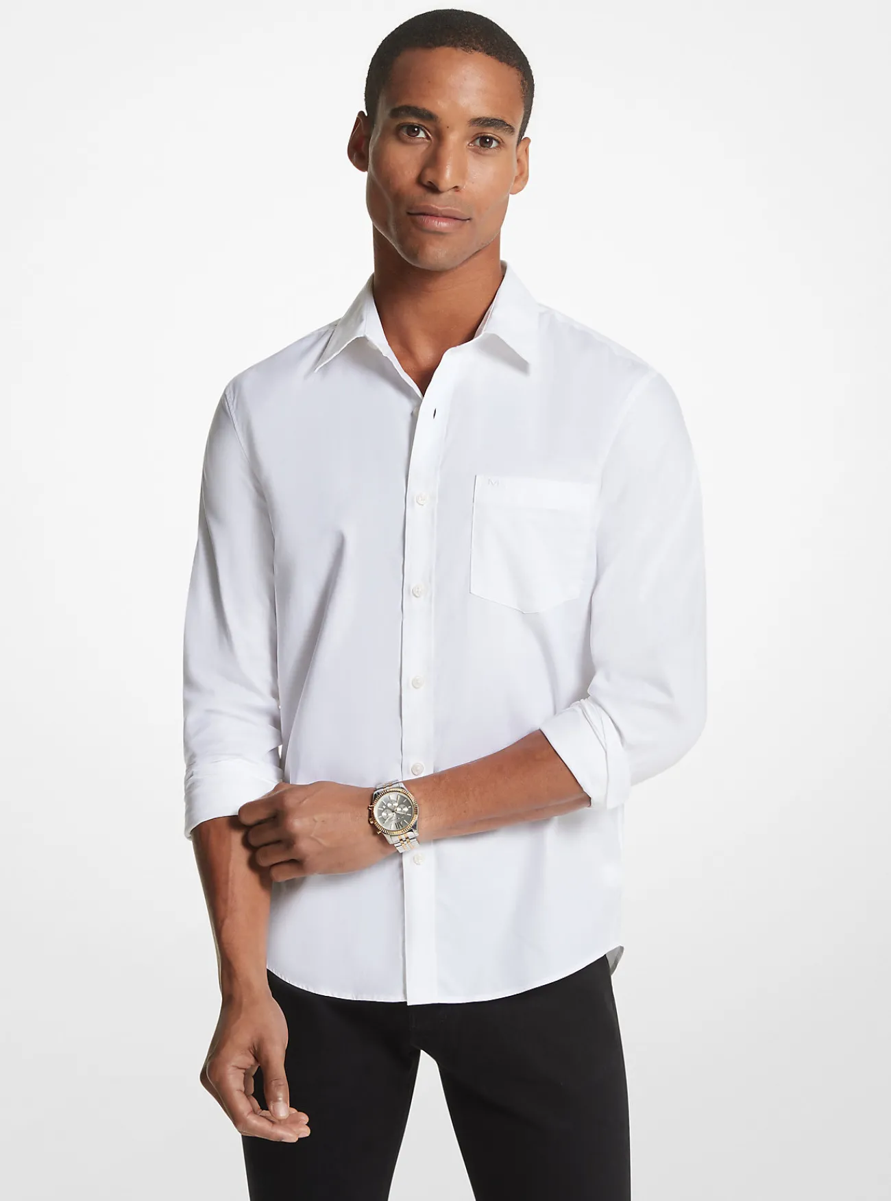 Michael Kors Slimfit overhemd van katoenmix WIT Online