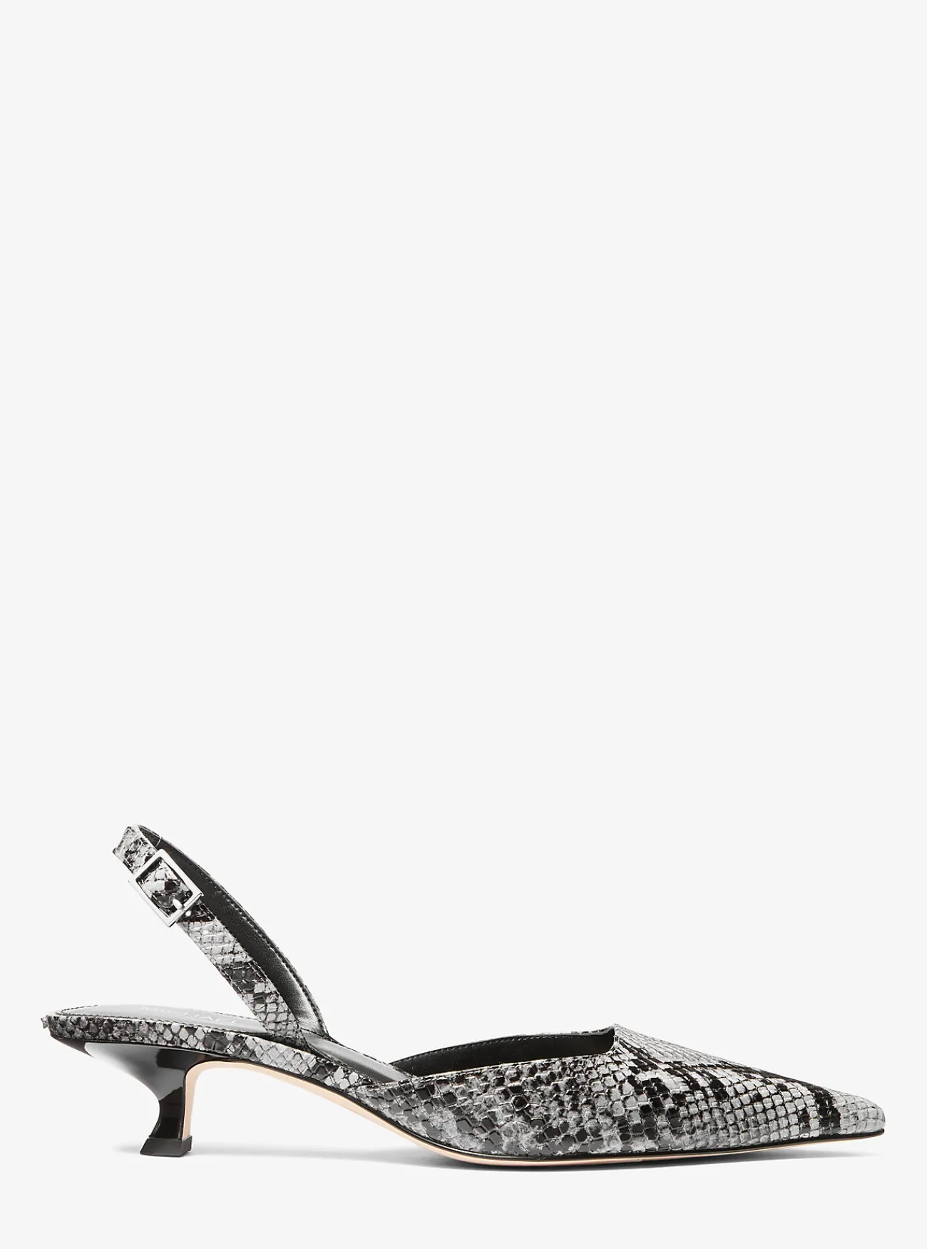 Michael Kors Slingbackpump Luna van leer met slangenprint in reli&euml;f met hakje STEENGROEVEGRIJS Clearance