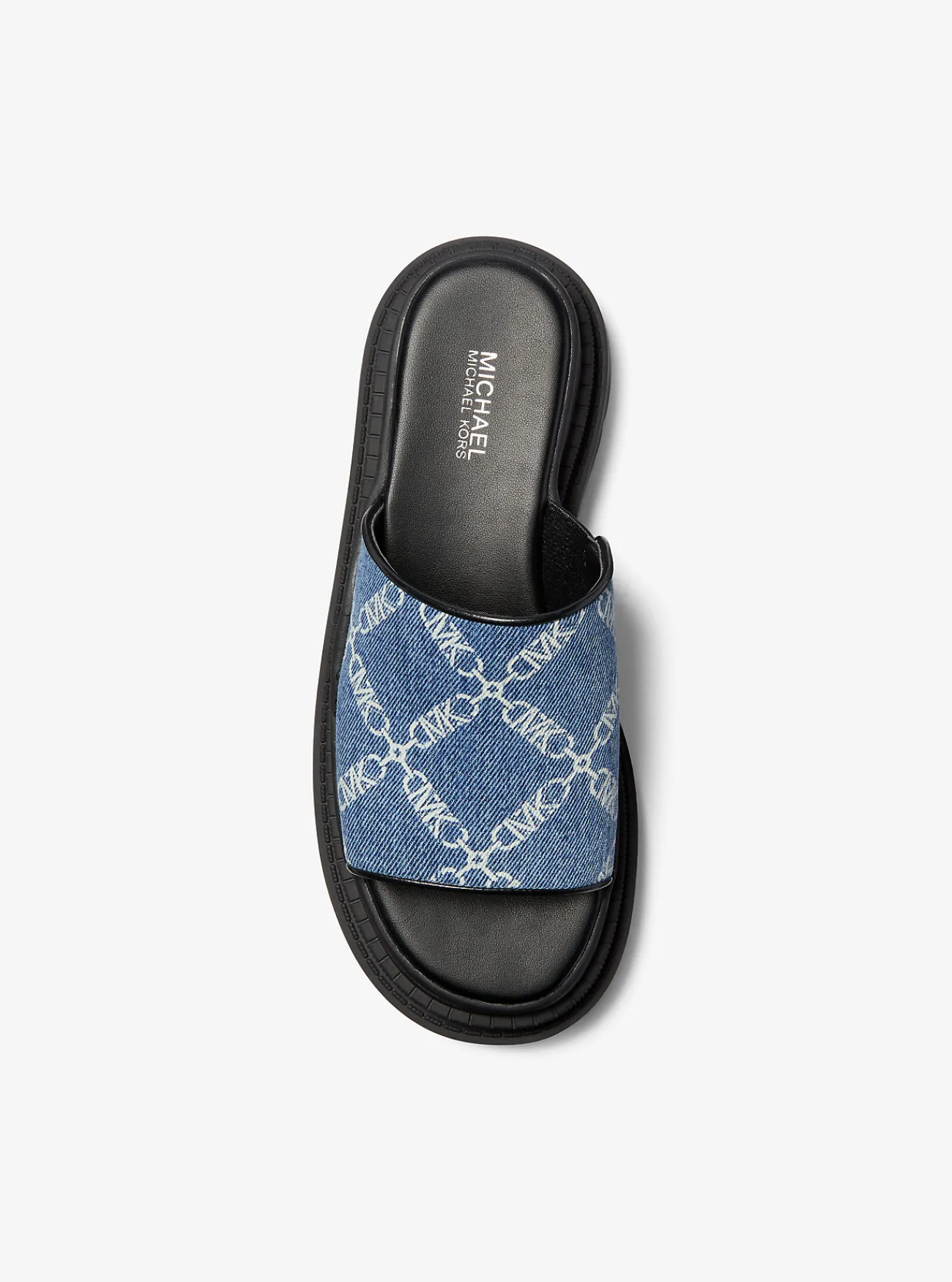 Michael Kors Slipper Kendra van denim jacquard met ruitvormige Empire-print UNIONMETWASSING Online