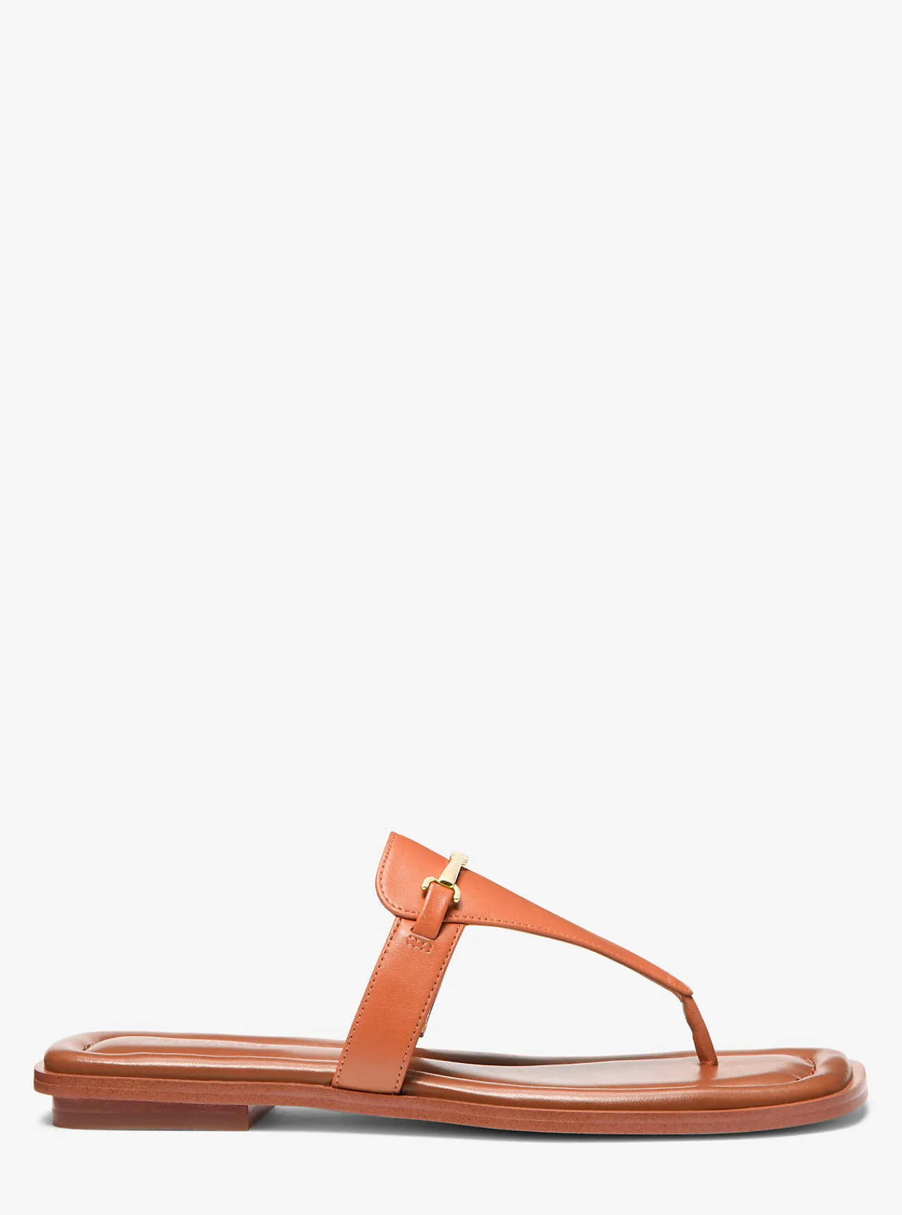 Michael Kors Slipper Lena van leer met T-bandje ORANJEPUNCH Sale