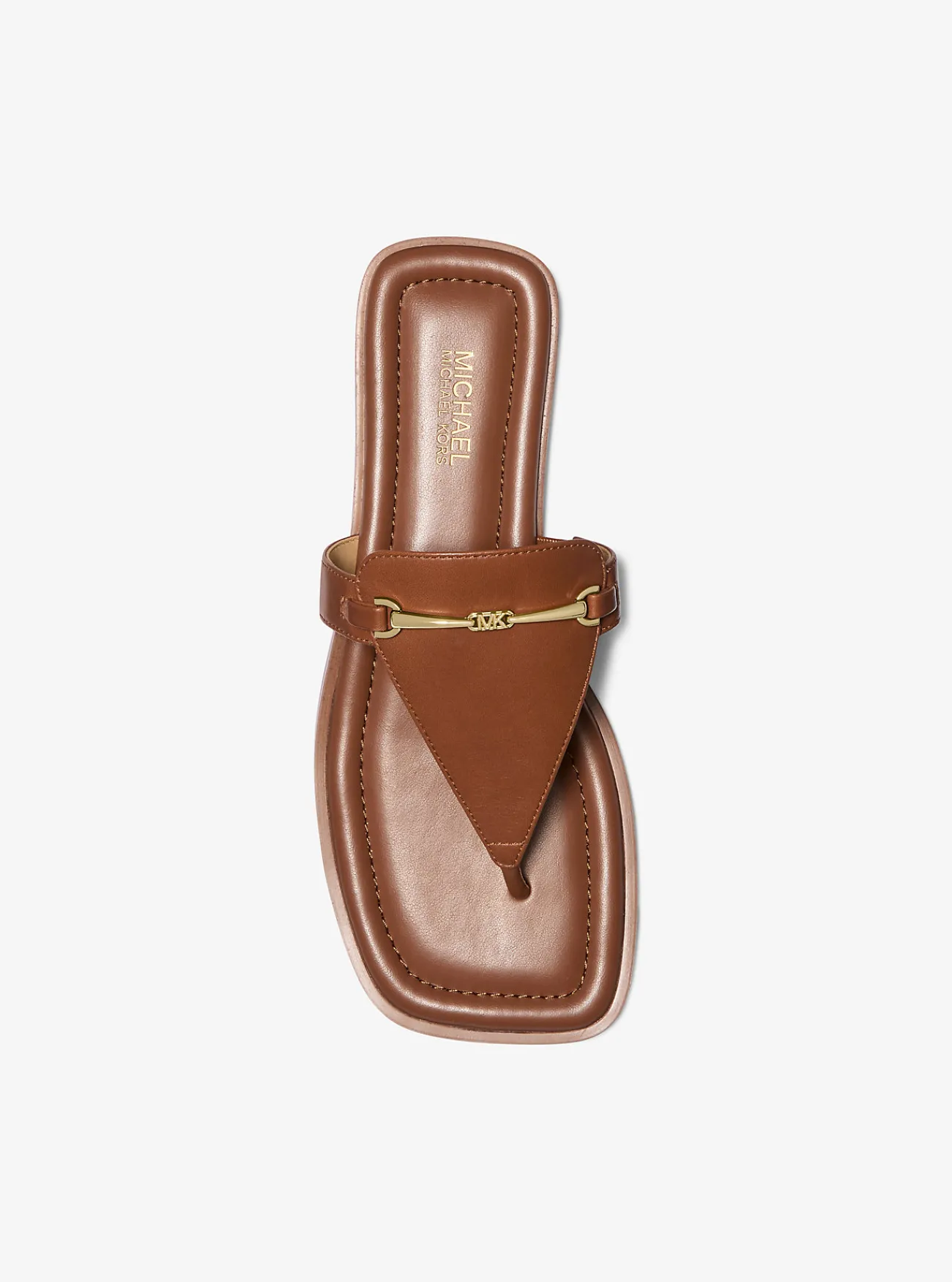 Michael Kors Slipper Lena van leer met T-bandje LUGGAGE Best