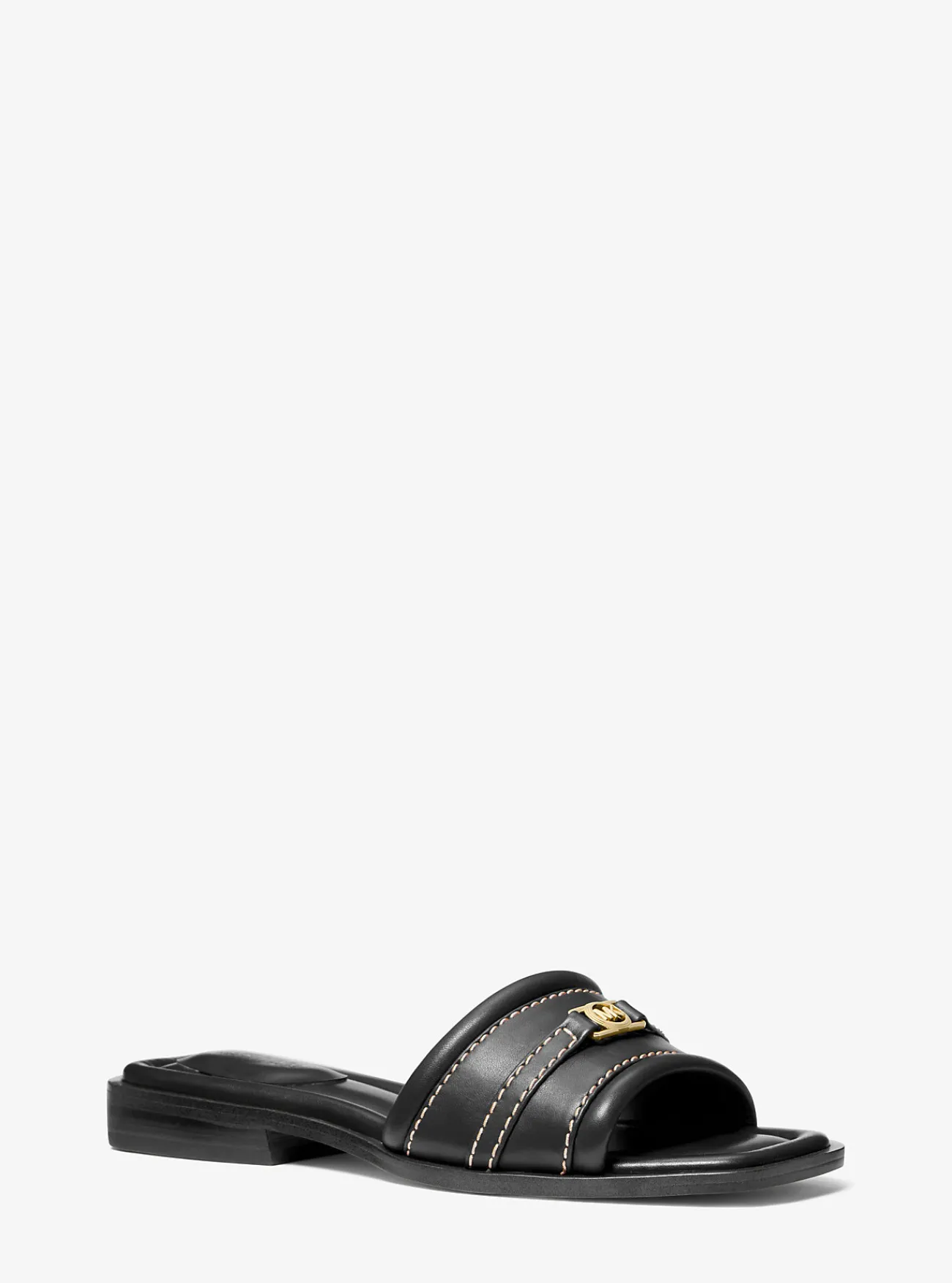Michael Kors Slipper Mandy van leer ZWART Clearance