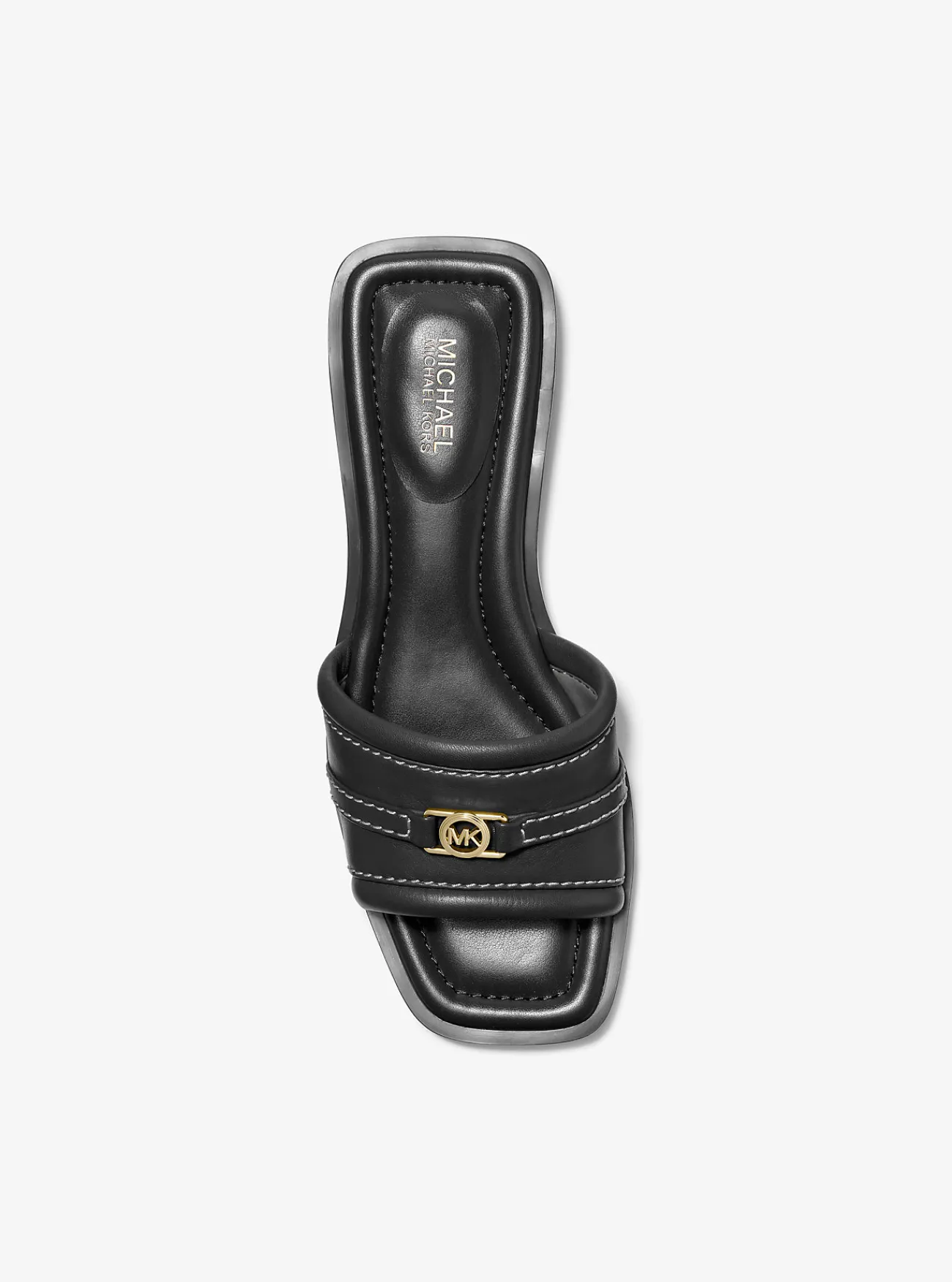 Michael Kors Slipper Mandy van leer ZWART Clearance