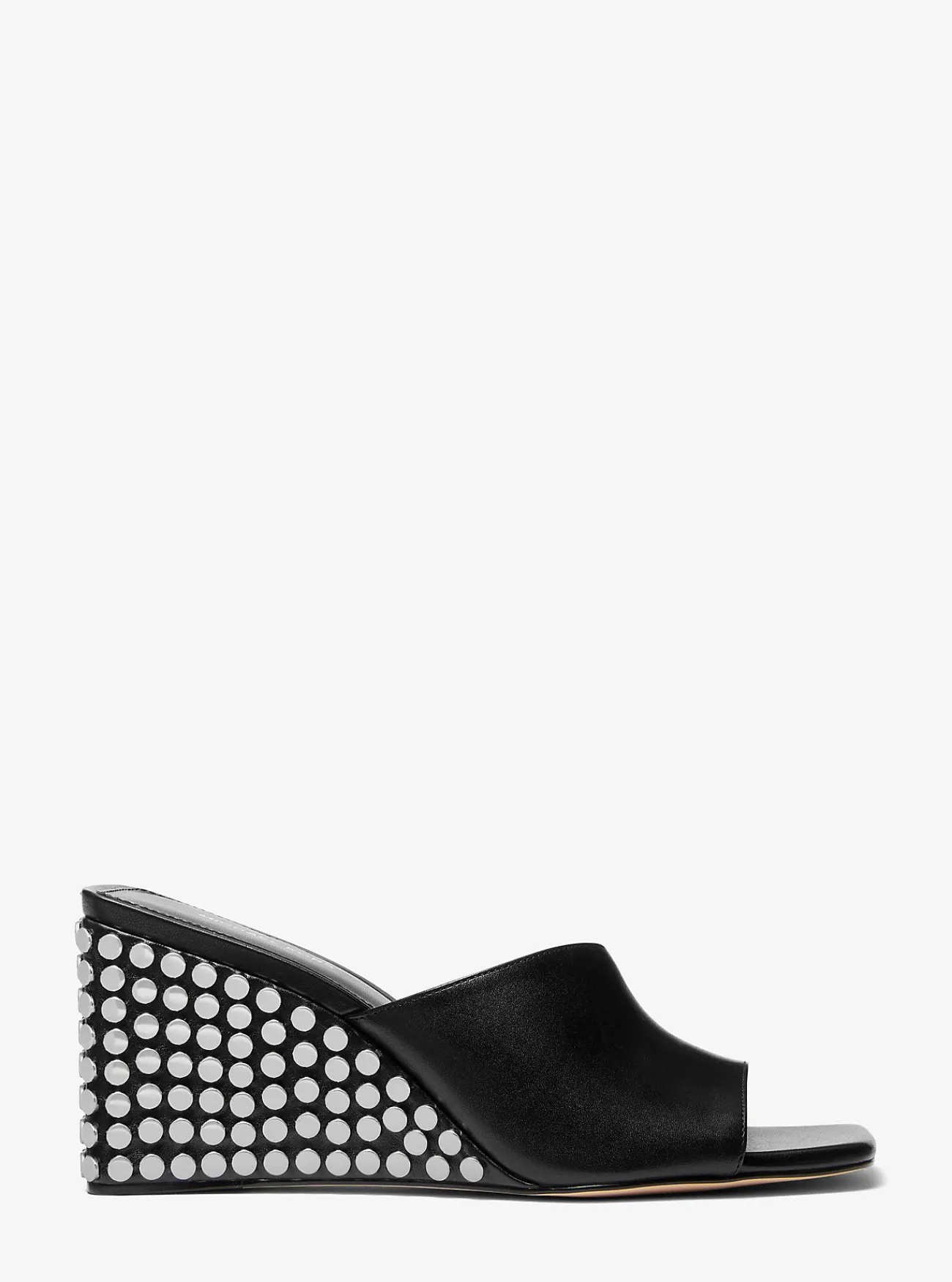 Michael Kors Slipper Merriam van leer met studs en blokhak ZWART Fashion